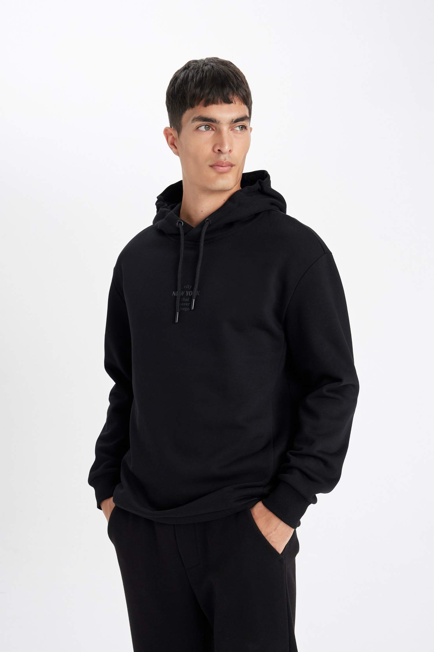 Relax Fit Kapüşonlu Baskılı Sweatshirt