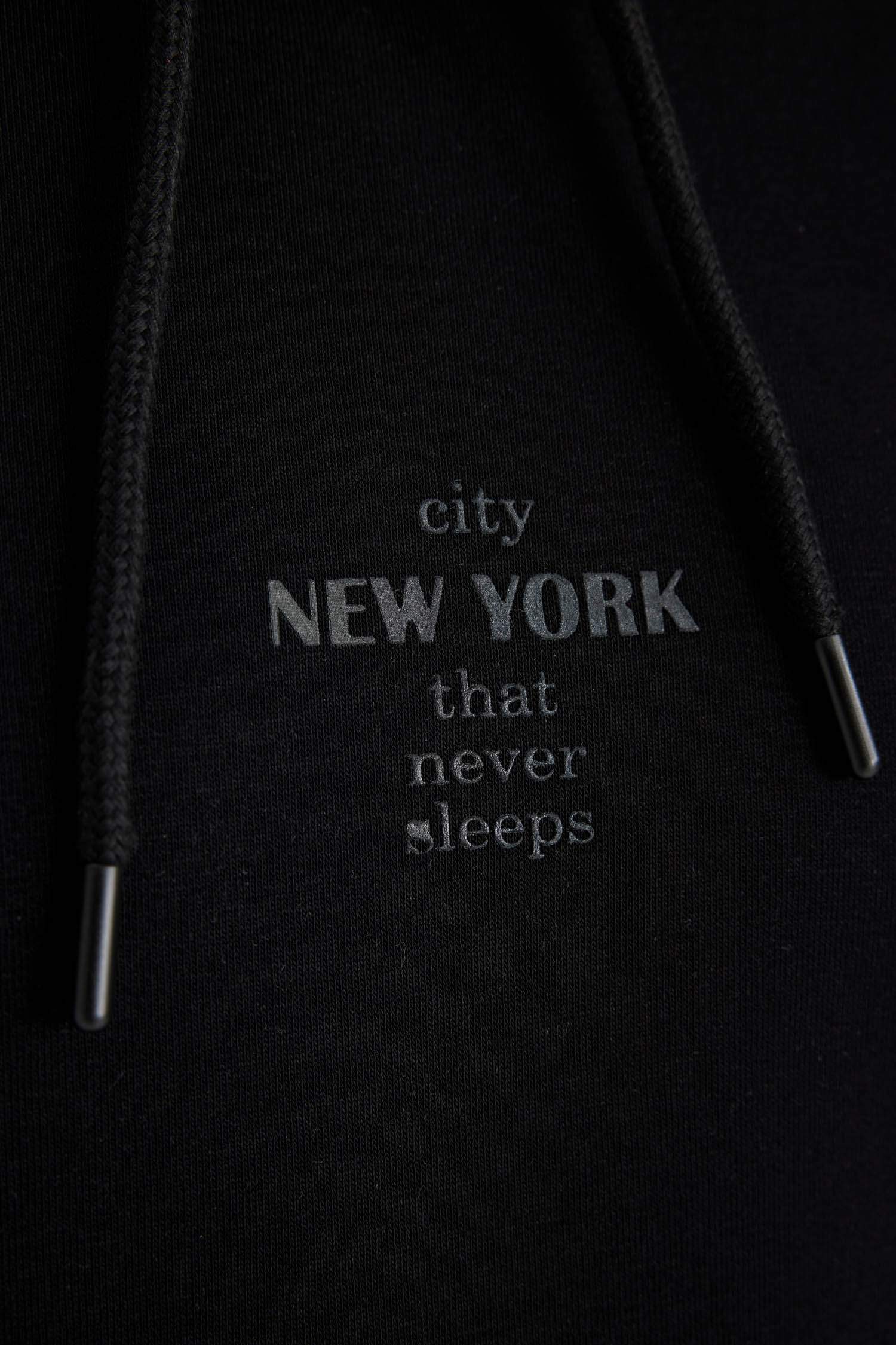 Relax Fit Kapüşonlu Baskılı Sweatshirt