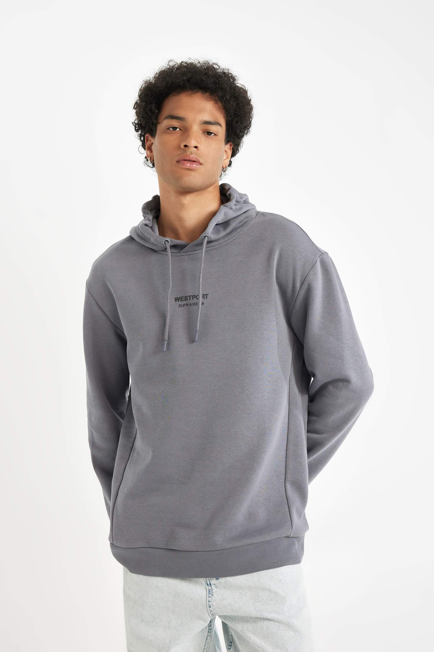Relax Fit Kapüşonlu Baskılı Sweatshirt