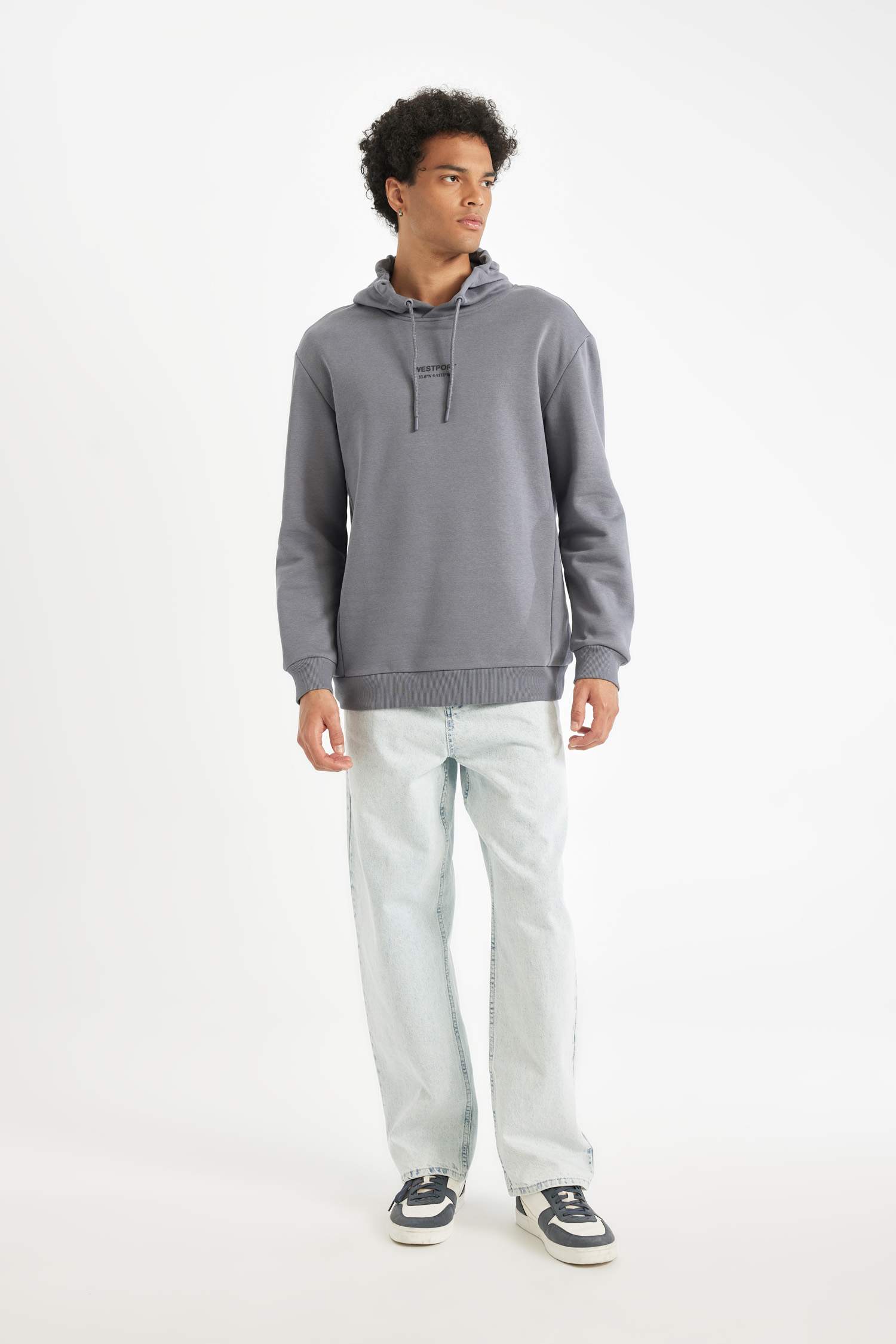 Relax Fit Kapüşonlu Baskılı Sweatshirt