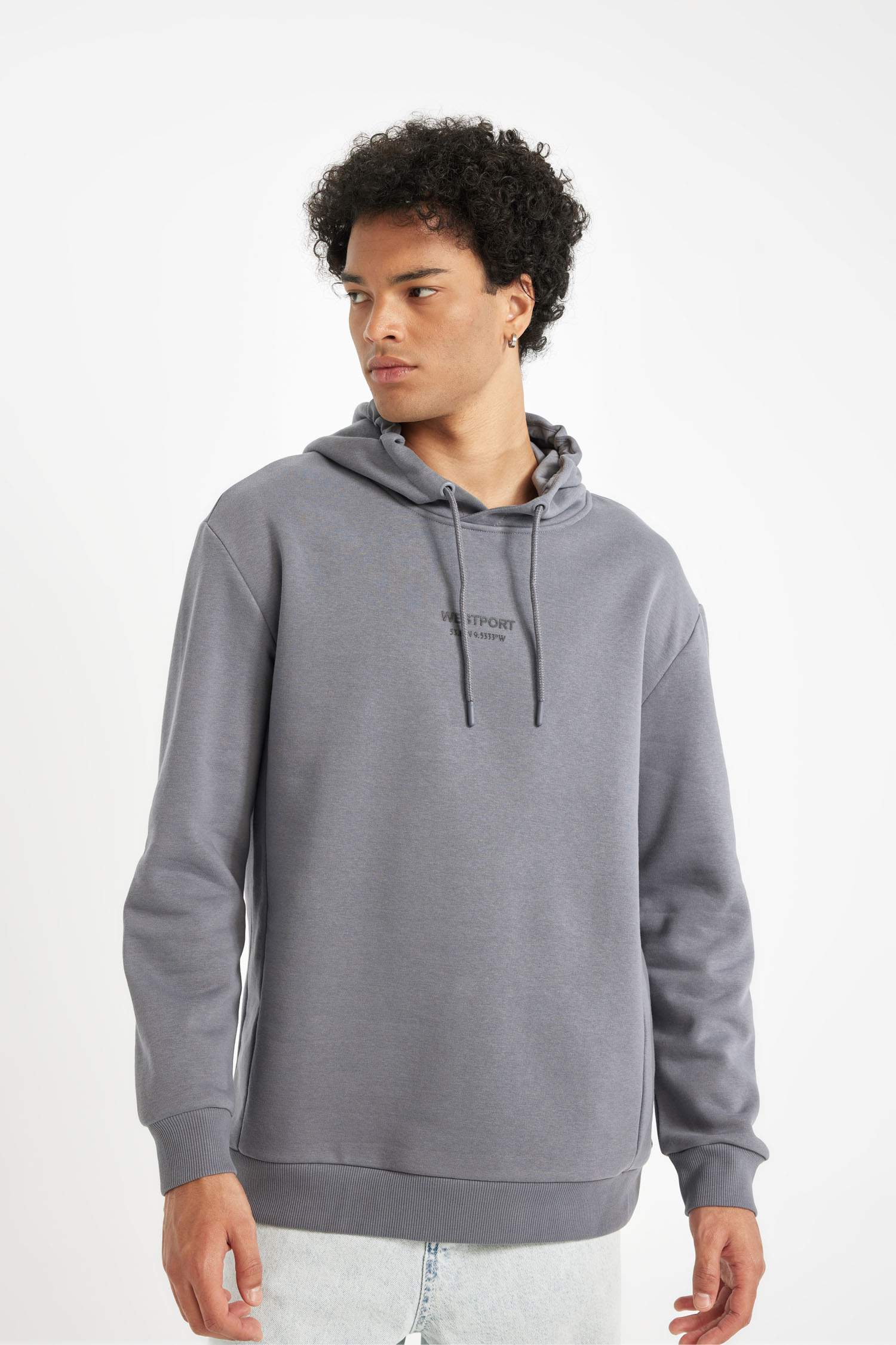 Relax Fit Kapüşonlu Baskılı Sweatshirt