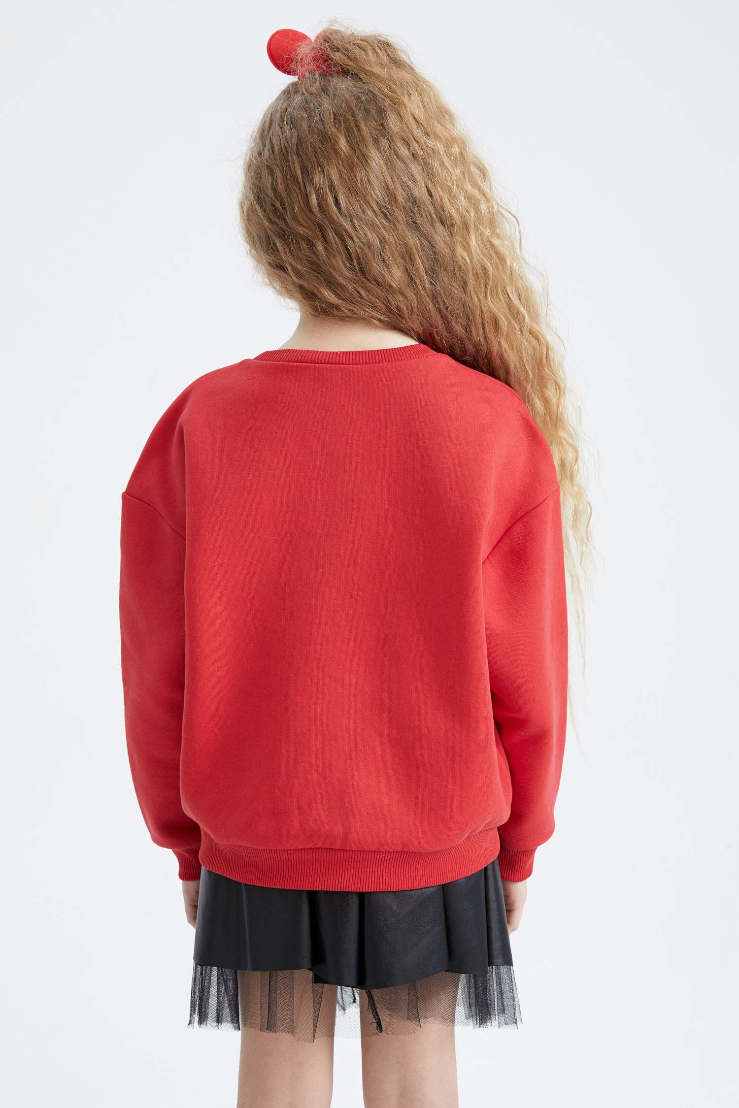 سويت شيرت قصة مريحة بياقة مستديرة ببطانة ناعمة