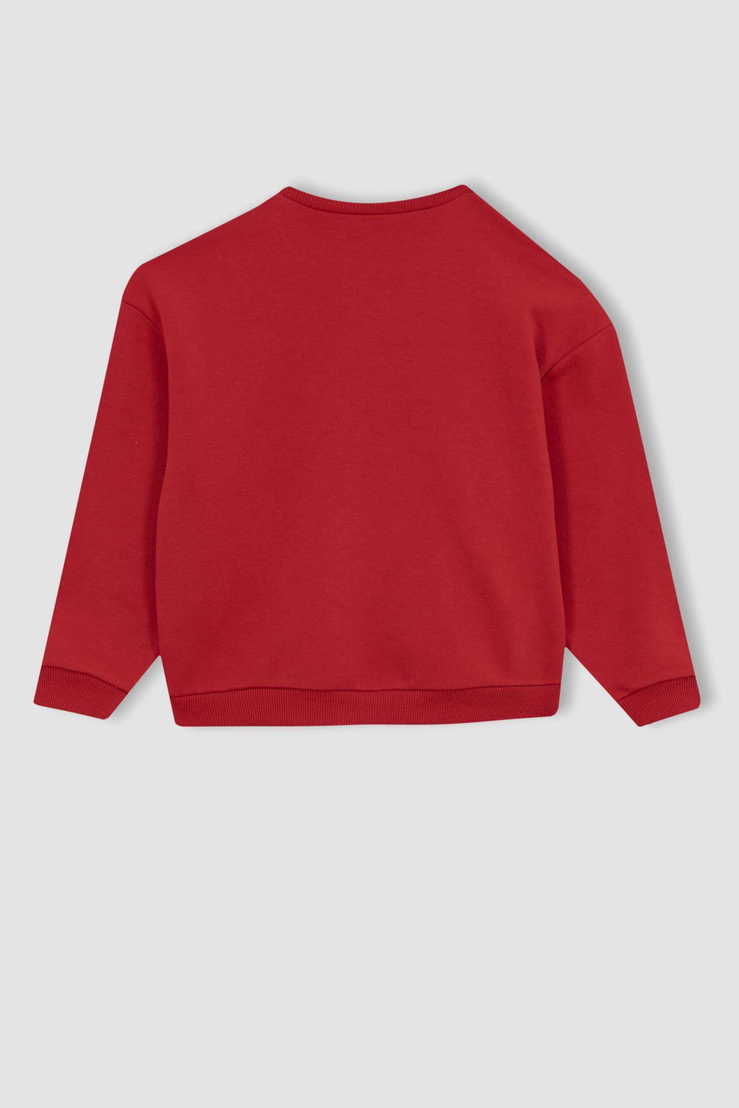 سويت شيرت قصة مريحة بياقة مستديرة ببطانة ناعمة