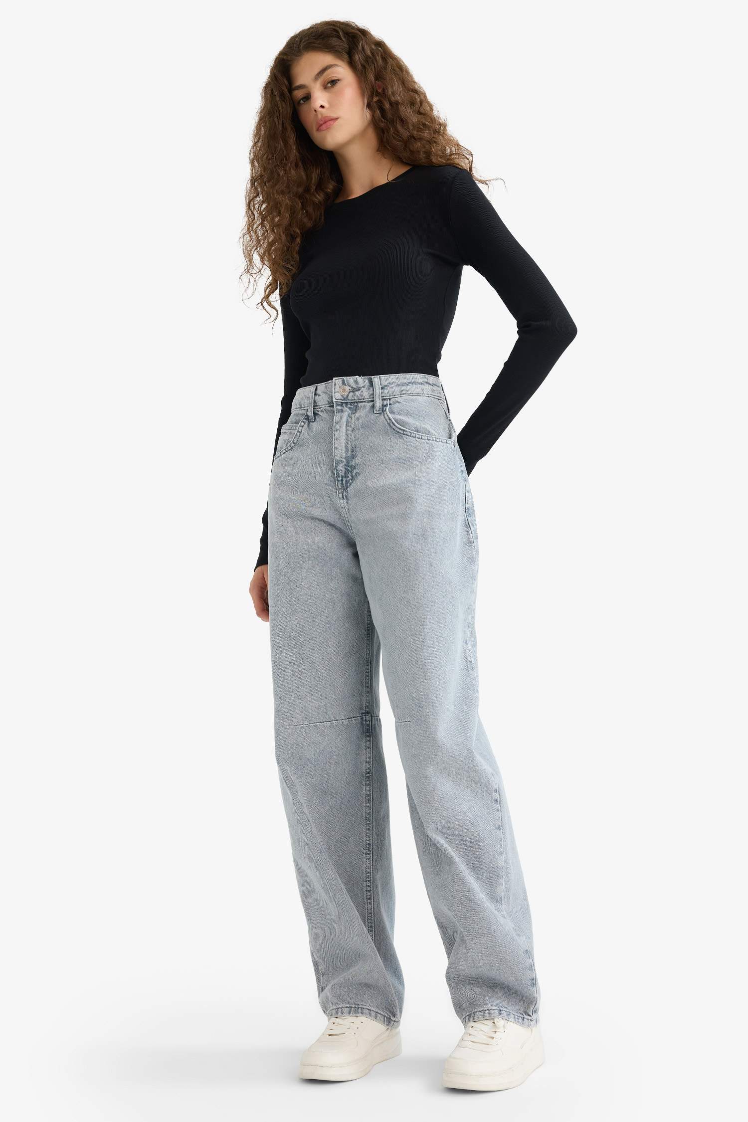 تيشيرت كم طويل مضلع وياخة مستديرة