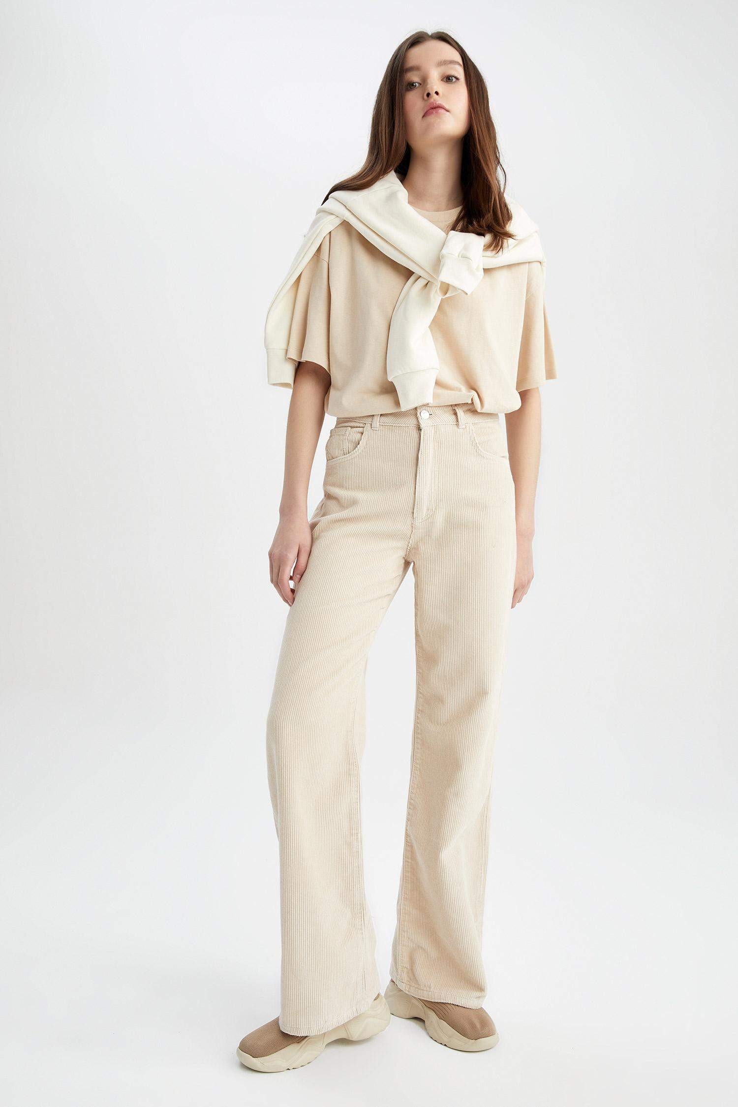 Wide Leg Velvet Long Length Cotton Trousers