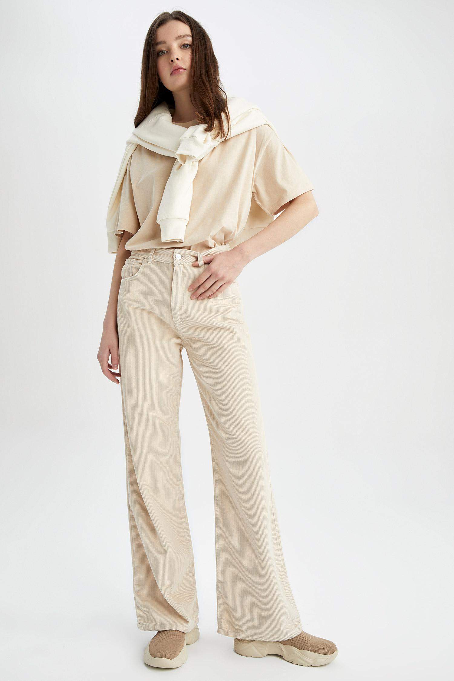 Wide Leg Velvet Long Length Cotton Trousers