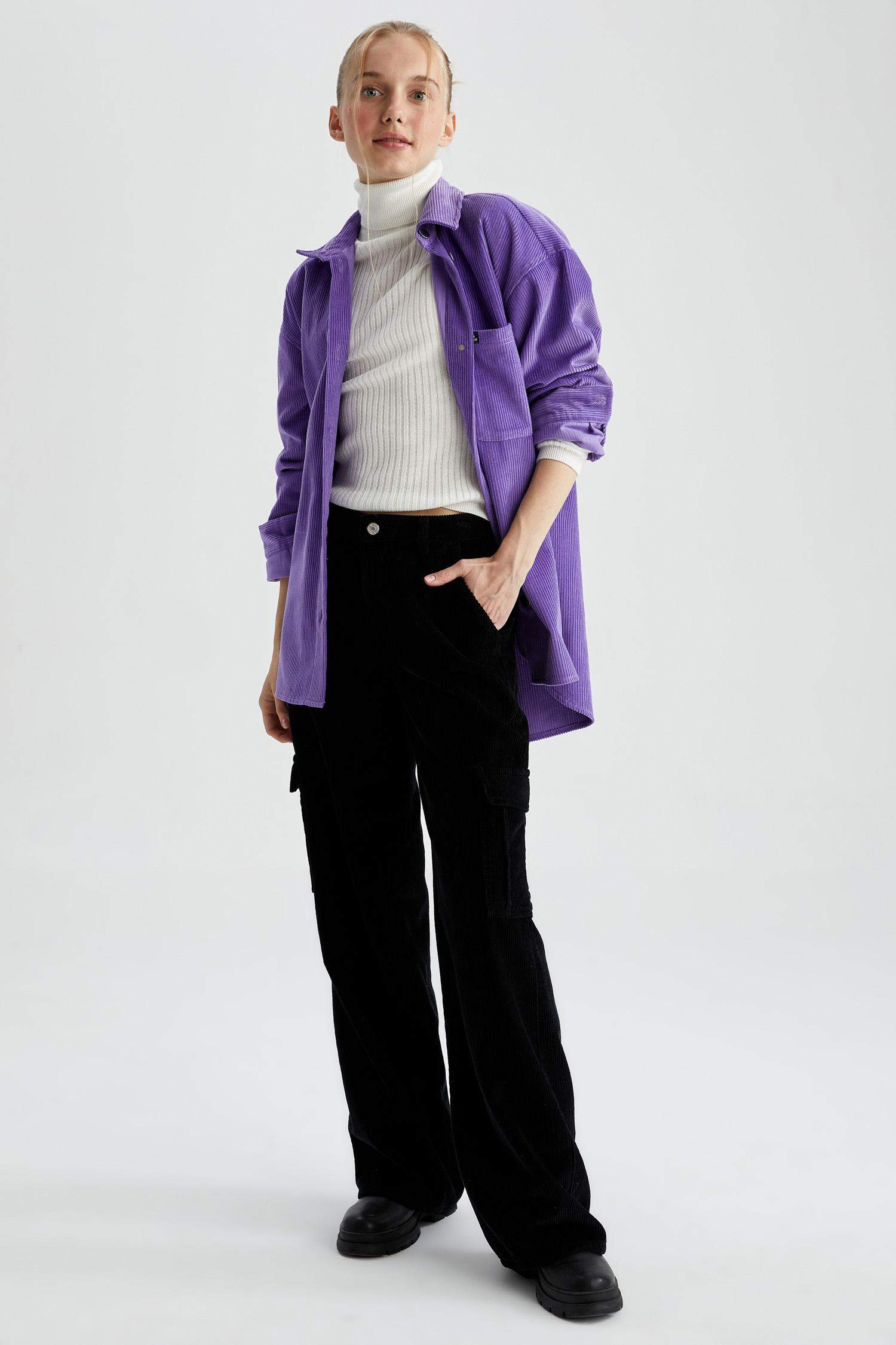 Coool Kargo Cepli Geniş Paça Kadife %100 Pamuk Pantolon