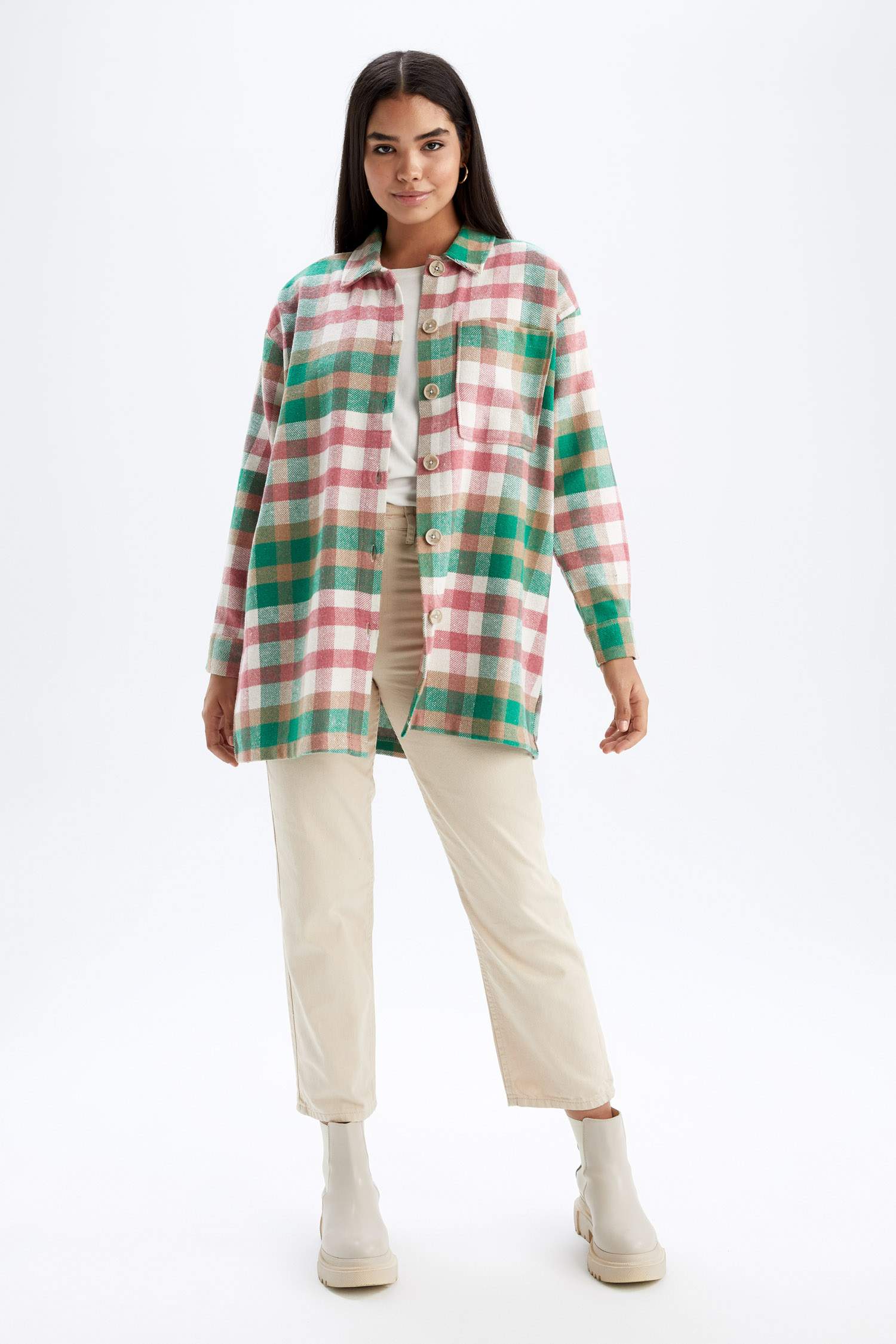 Туника свободного кроя в клетку