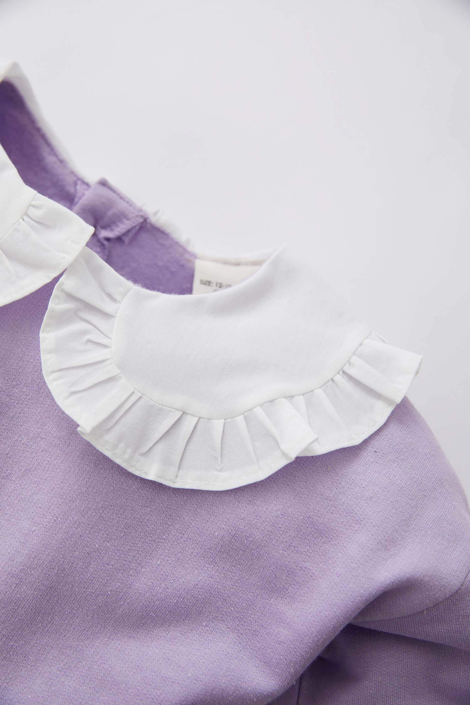 Kız Bebek Dantel Yaka İçi Yumuşak Tüylü Sweatshirt