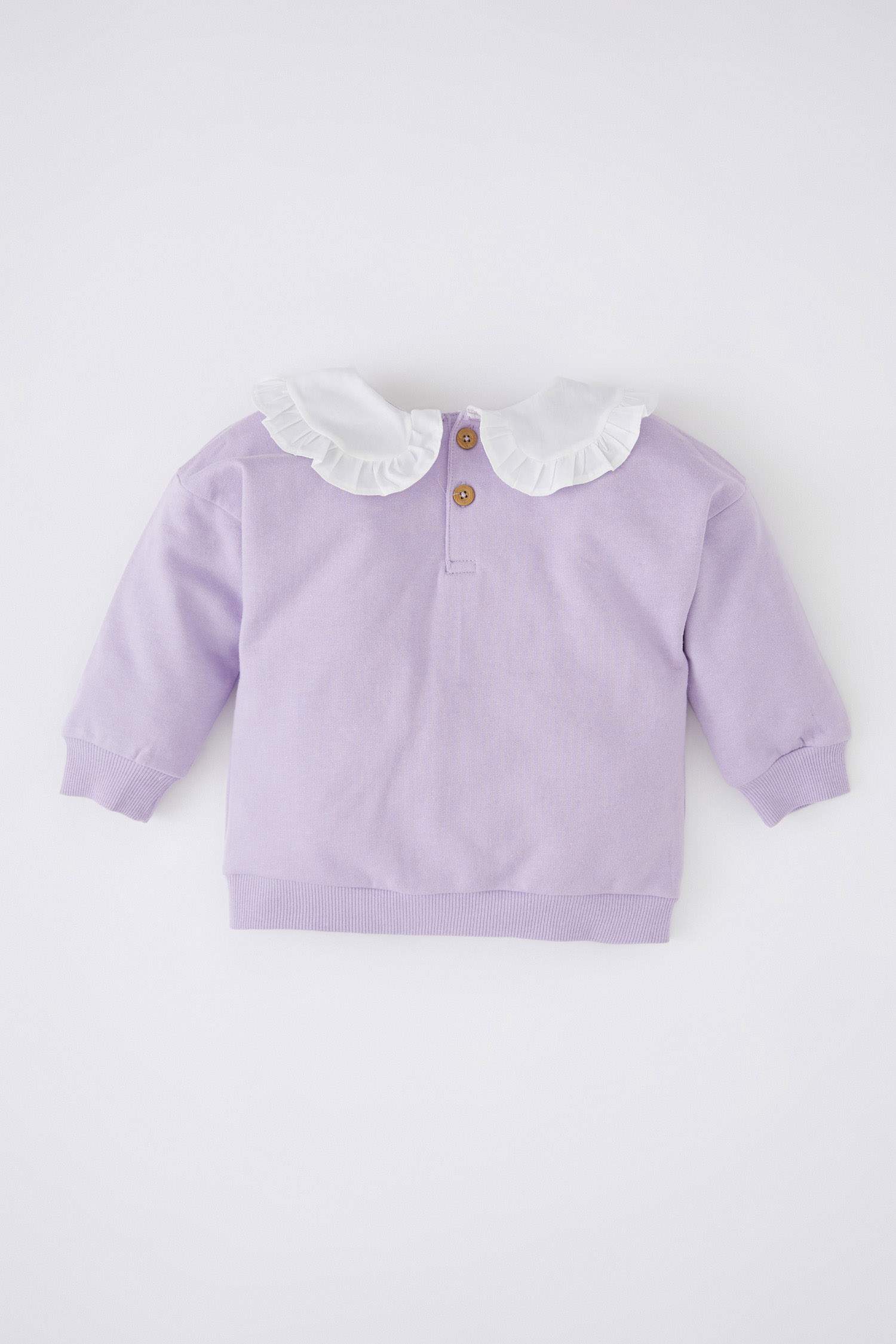 Kız Bebek Dantel Yaka İçi Yumuşak Tüylü Sweatshirt