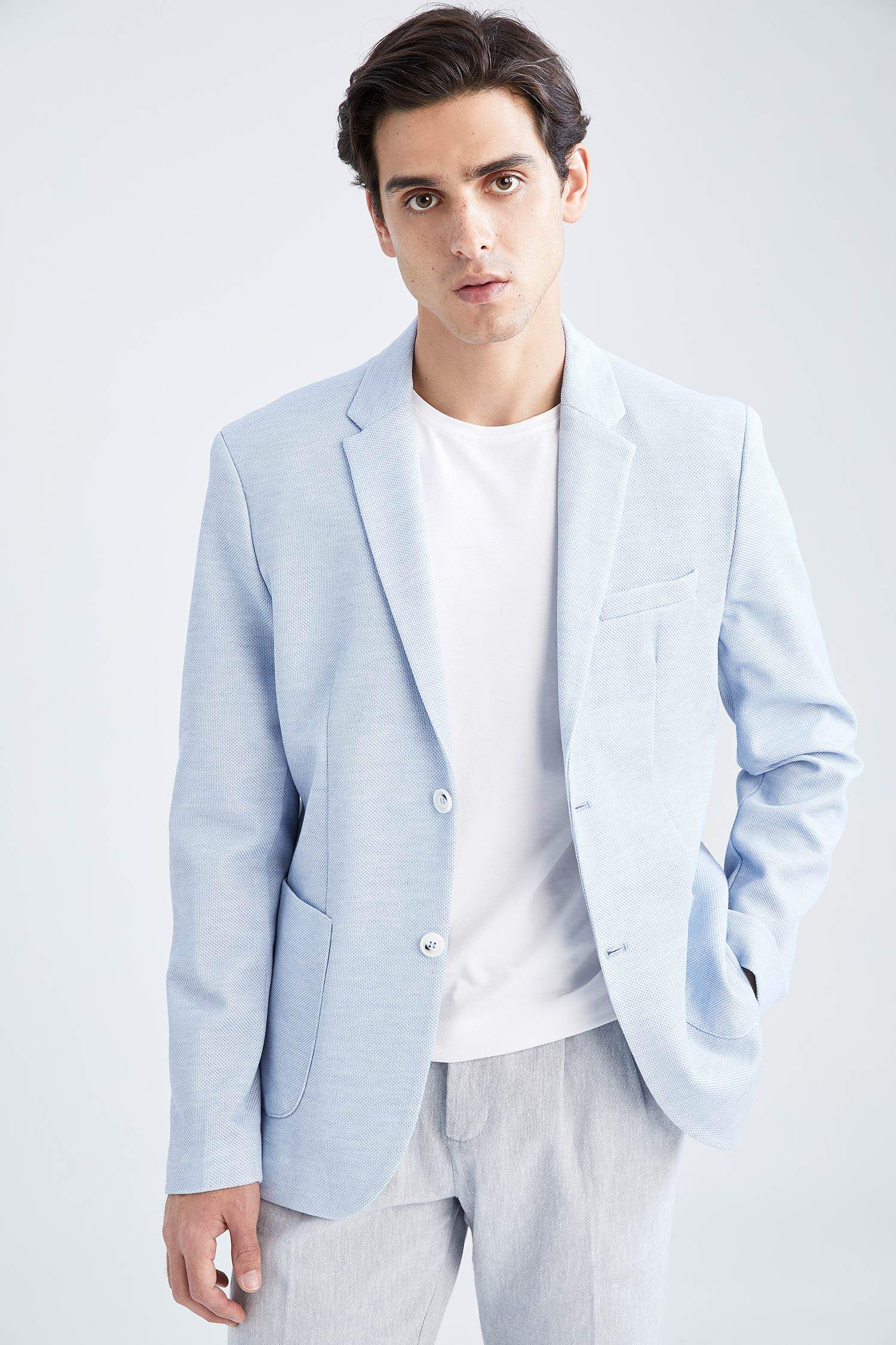 Slim Fit Dar Kesim Astarlı Blazer Ceket