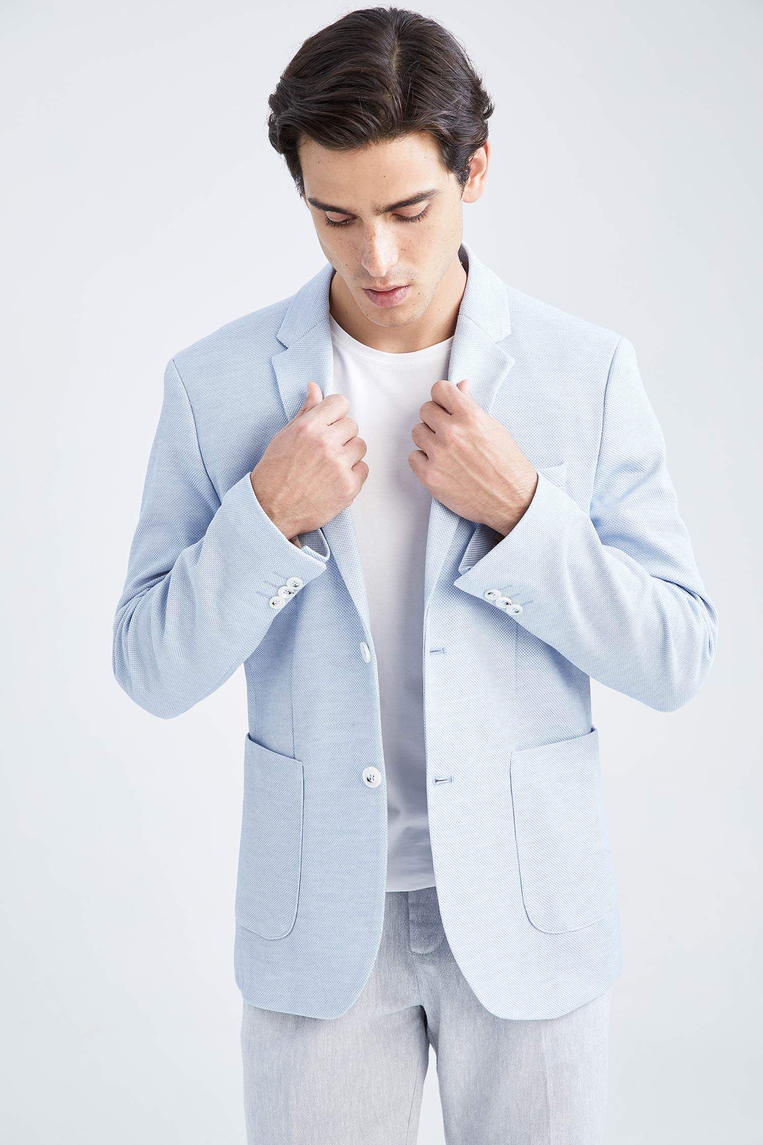 Slim Fit Dar Kesim Astarlı Blazer Ceket