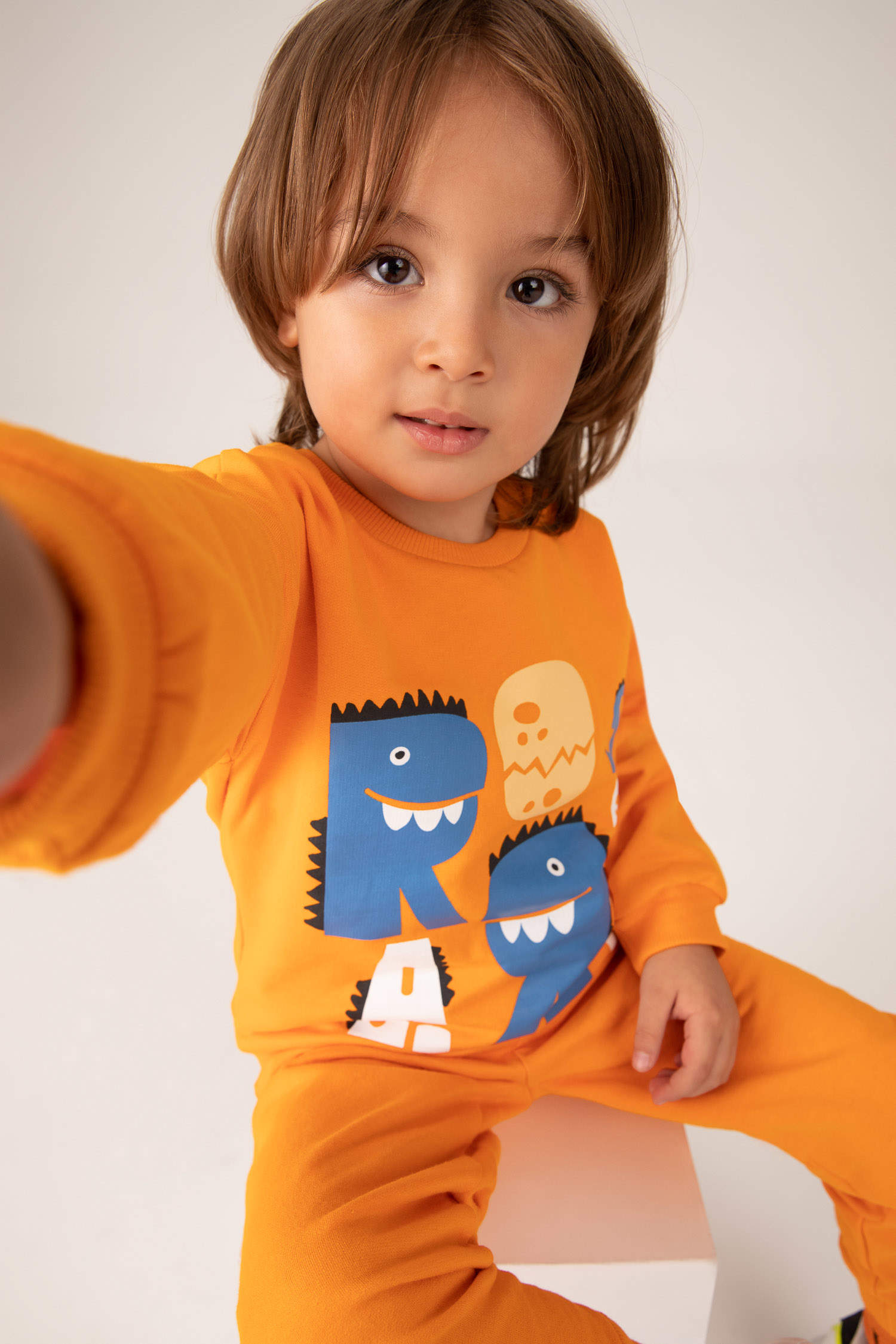 Orange Baby Boy 2 piece Regular Fit Crew Neck Knitted Set 2706683 | DeFacto