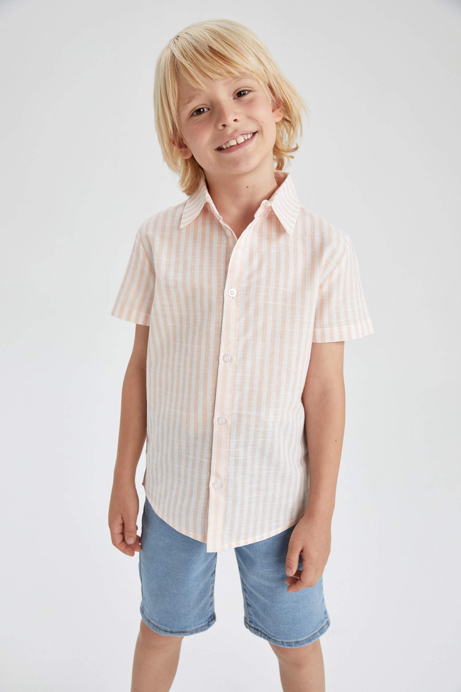 Yellow BOYS & TEENS Boys Regular Fit Short Sleeve Striped Shirt 2672750 ...