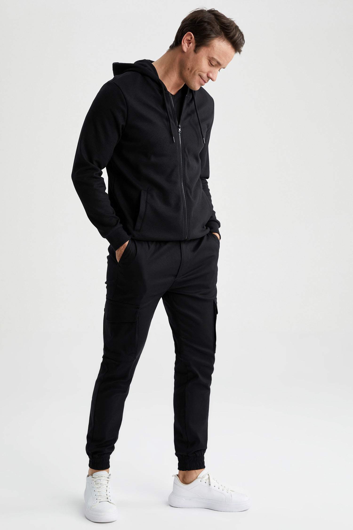 Regular Fit Hooded Zippered Cardigan