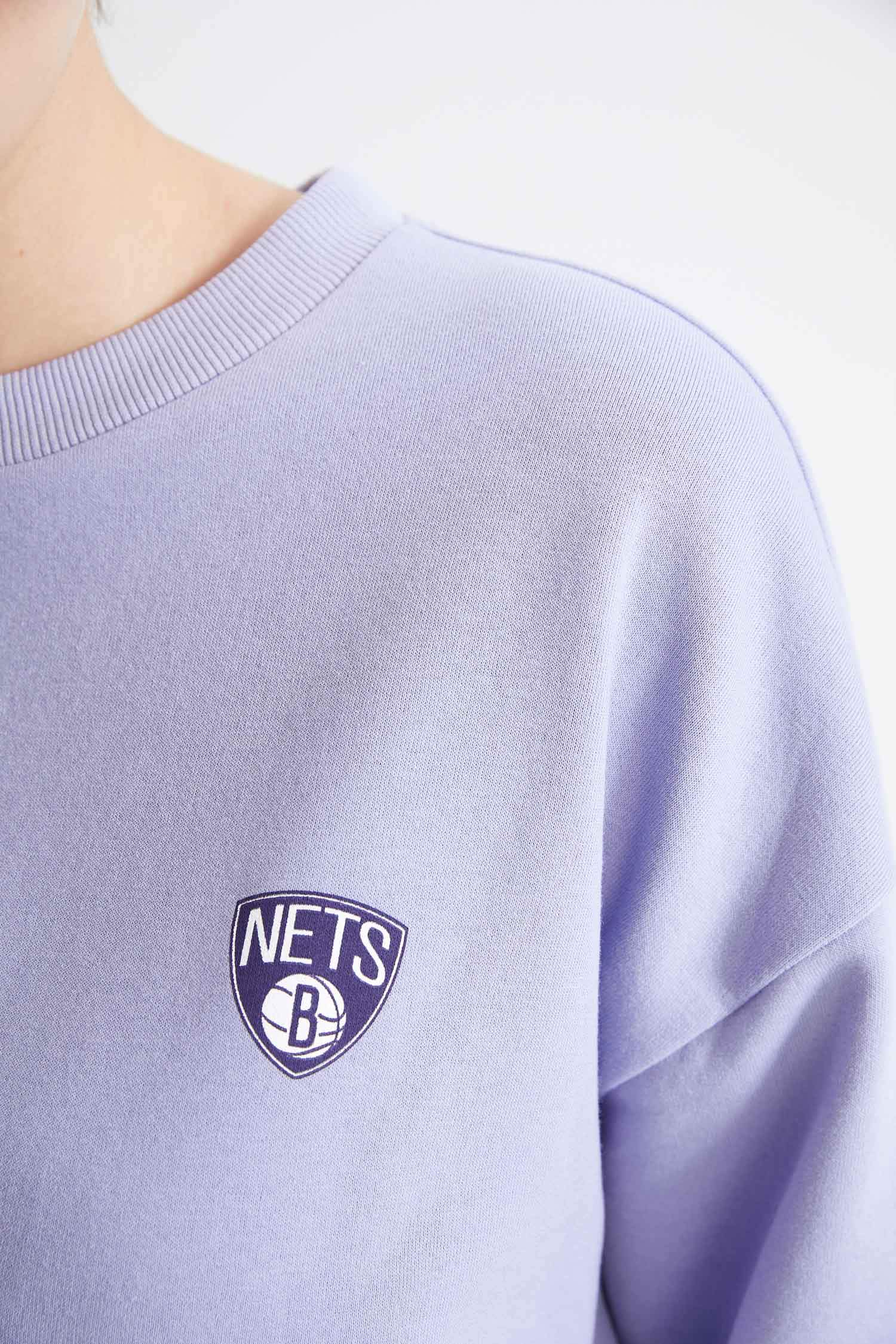 Світшот Кроп-Топ з круглим вирізом Brooklyn Nets для жінок