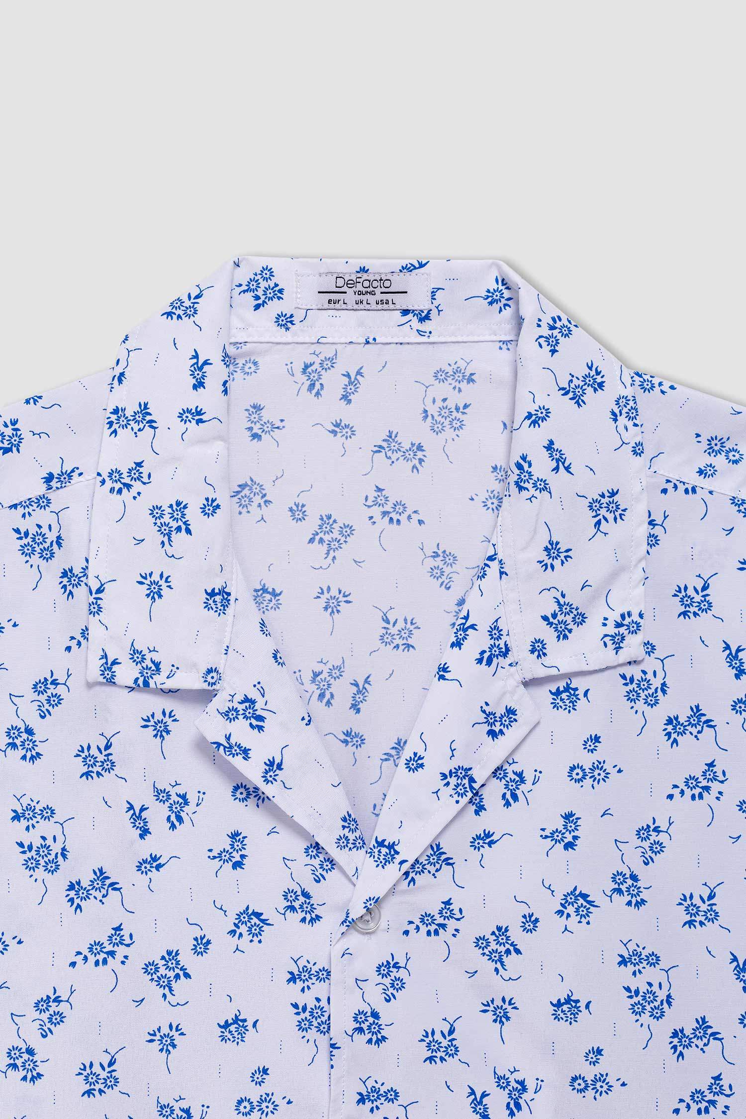 قميص مطبوع قصة عادية برقبة جاكيت