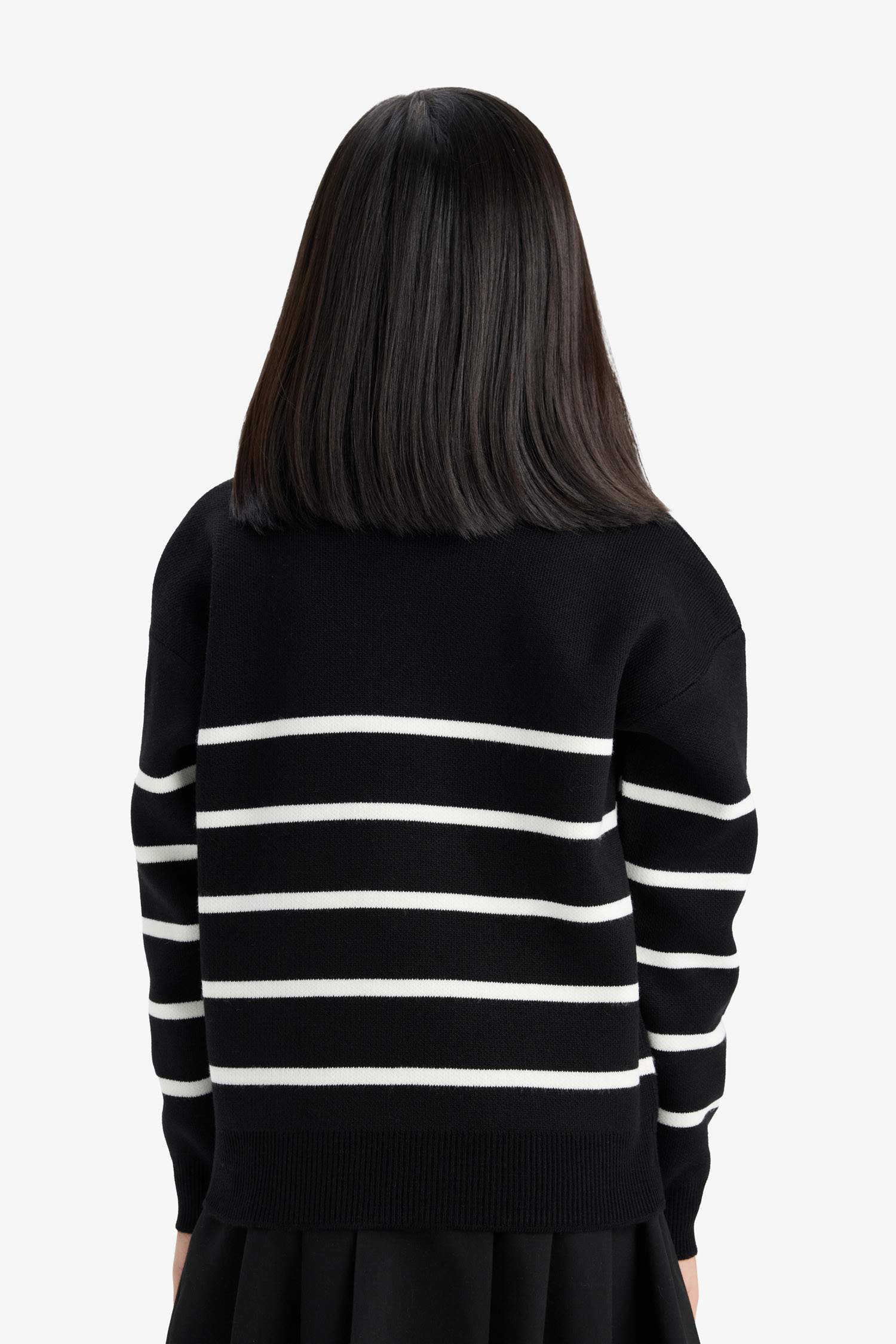 Kız Çocuk Bisiklet Yaka Çizgili Triko Kazak