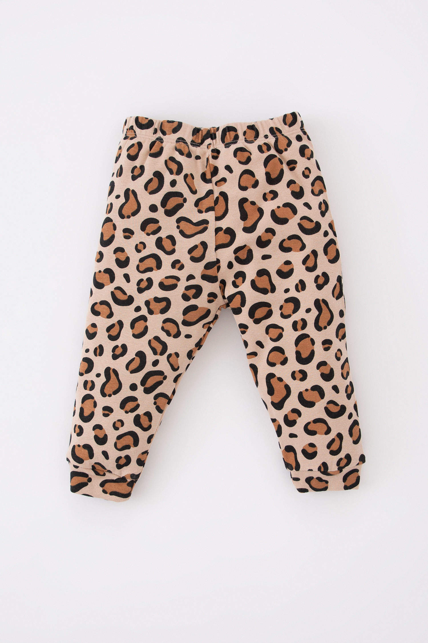 Beige BABY GIRL Baby Girl Leopard Patterned Crew Neck Long Sleeve Pajamas  Set 2683805 | DeFacto