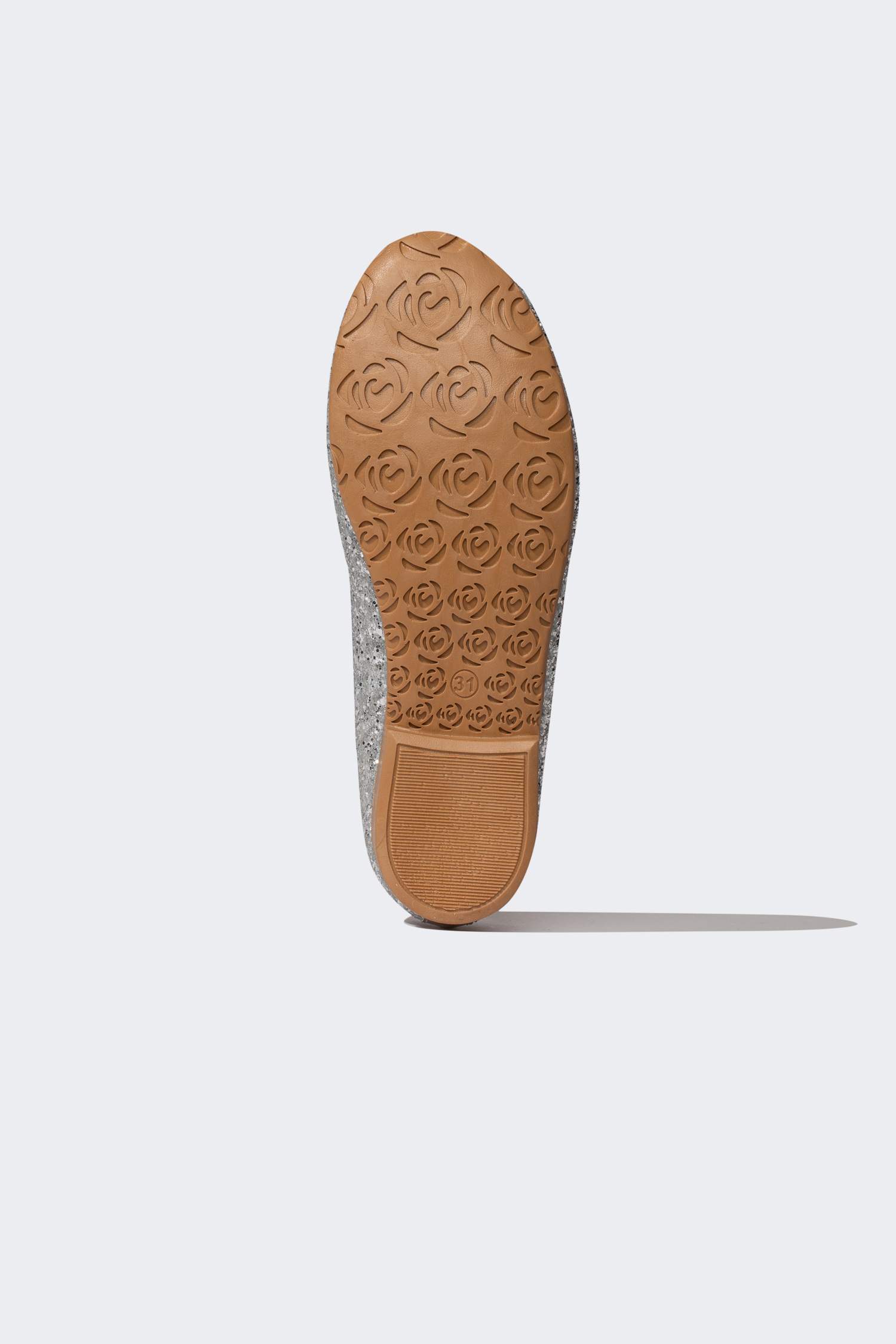 Kız Çocuk Düz Taban Tek Bantlı Suni Deri Simli Gümüş Babet