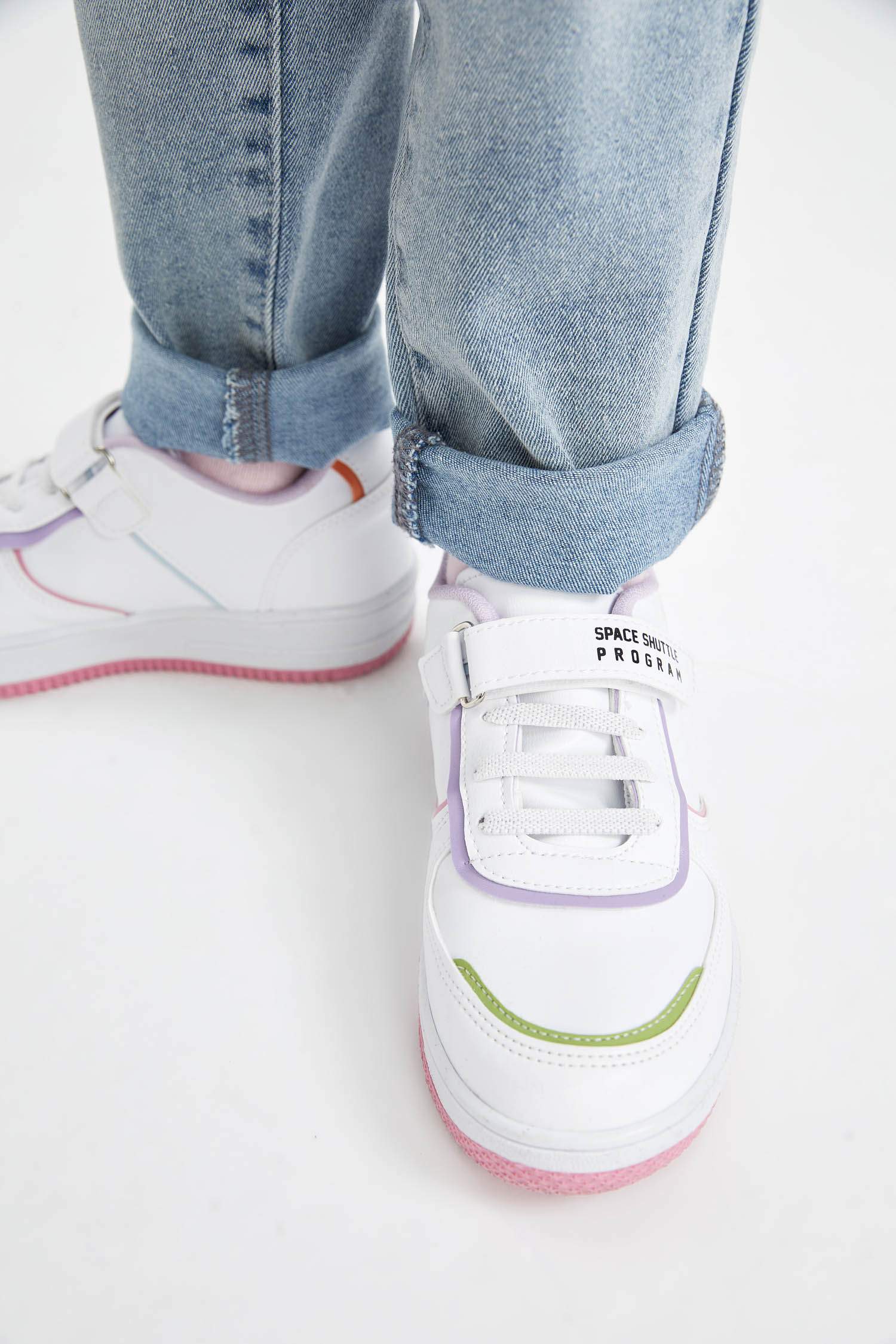 Girls Thick Sole Single Band Faux Leather Sneaker