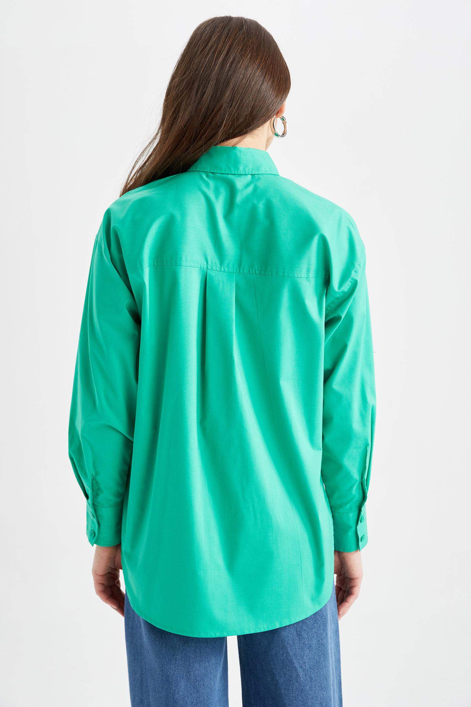Relax Fit Poplin Shirt Collar Long Sleeve Tunic