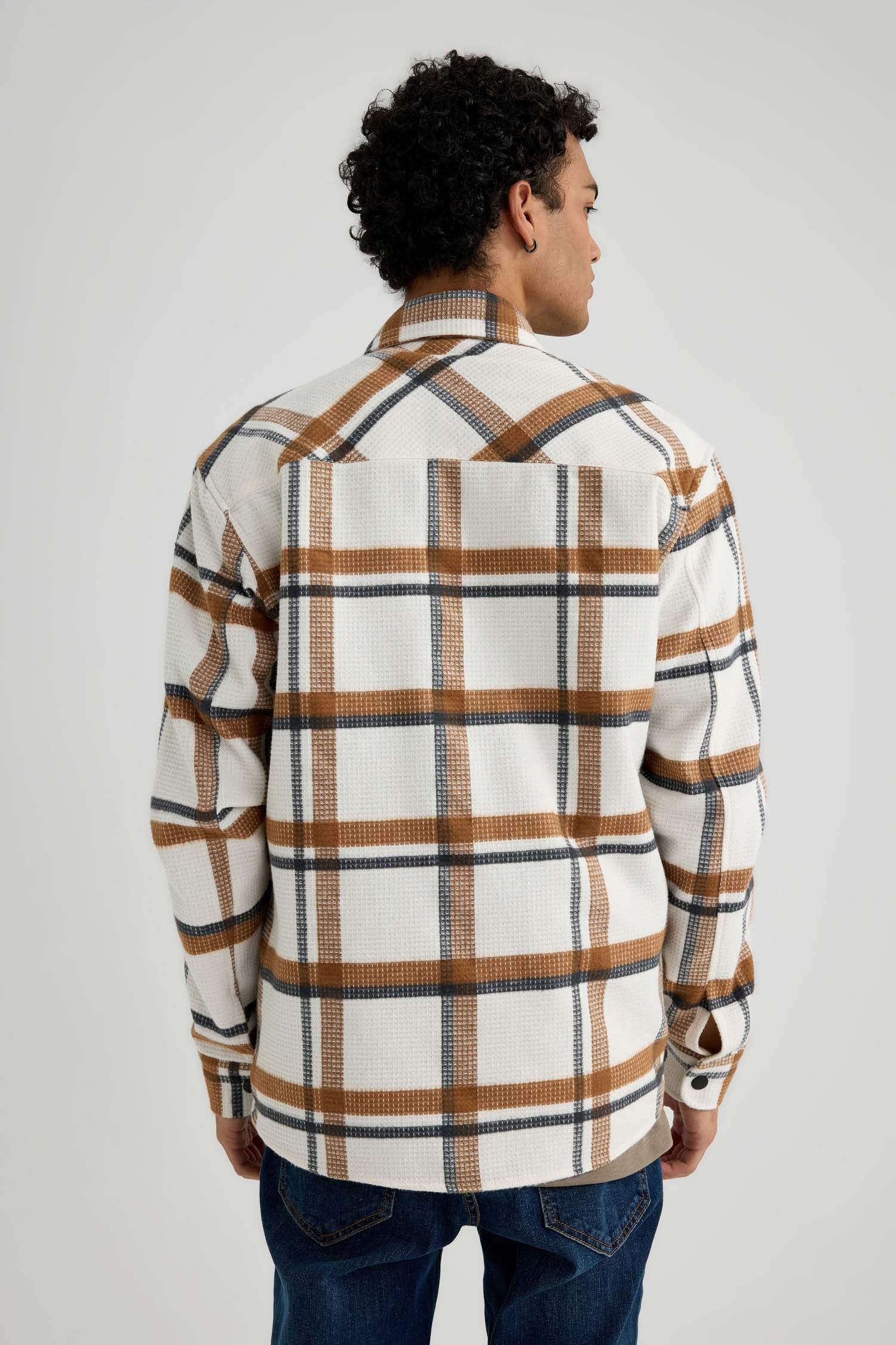 قميص ردن طويل قطن كاروهات بقصة مريحة