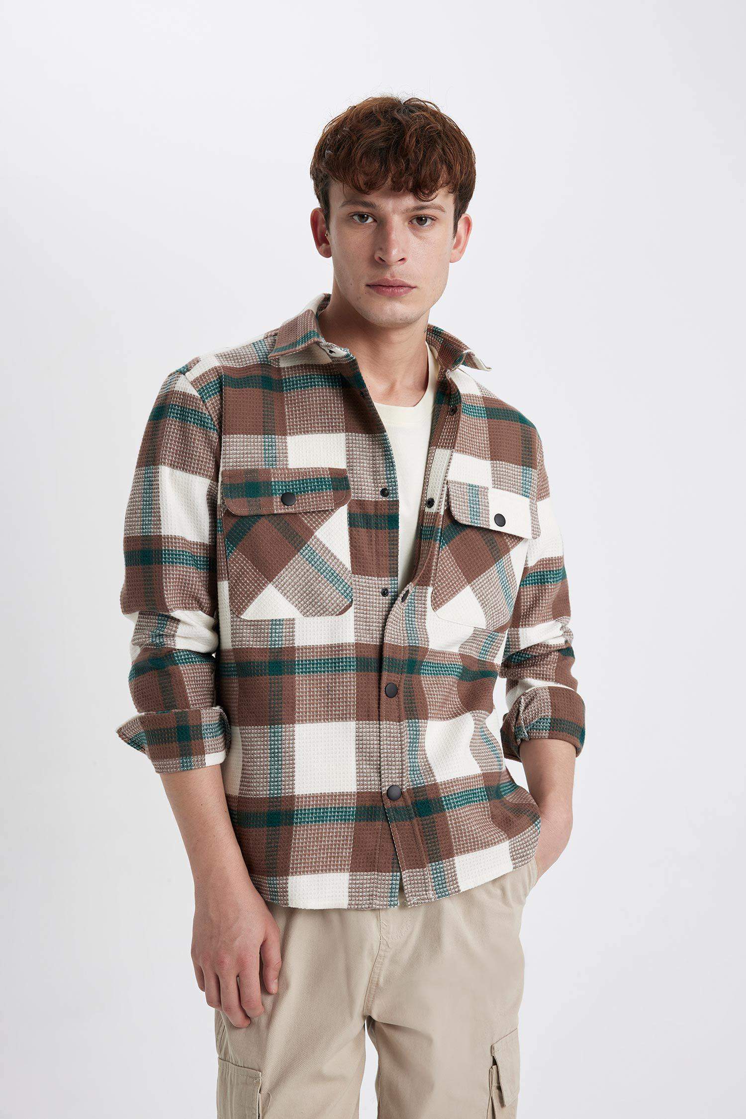Relax Fit Checkered Cotton Long Sleeve Shirt