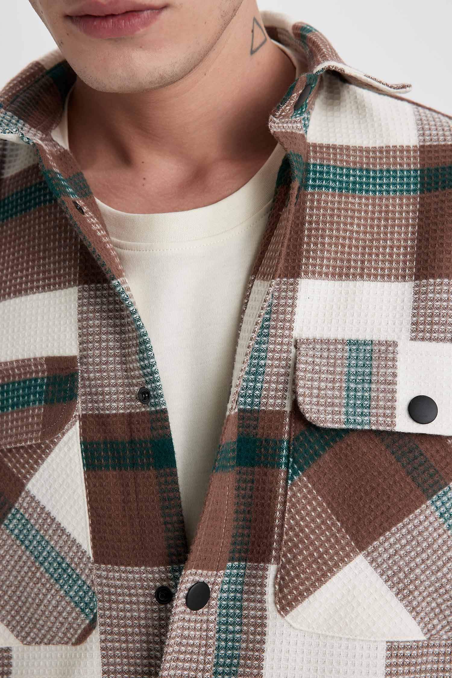 Relax Fit Checkered Cotton Long Sleeve Shirt