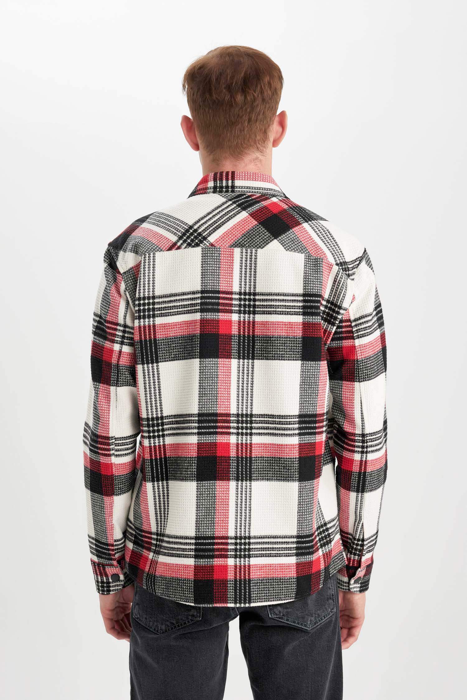 Relax Fit Polo Collar Plaid Lumberjack Flannel Cotton Shirt