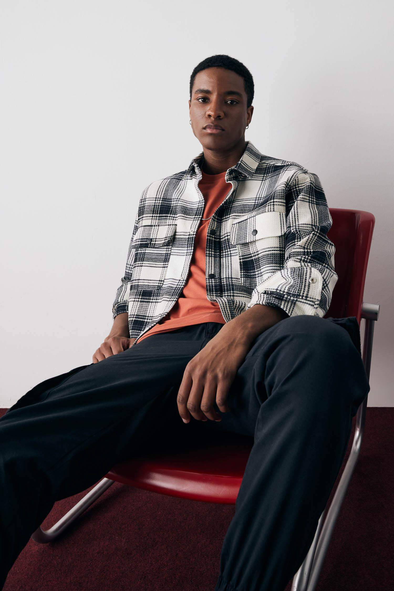 Relax Fit Checkered Cotton Long Sleeve Shirt