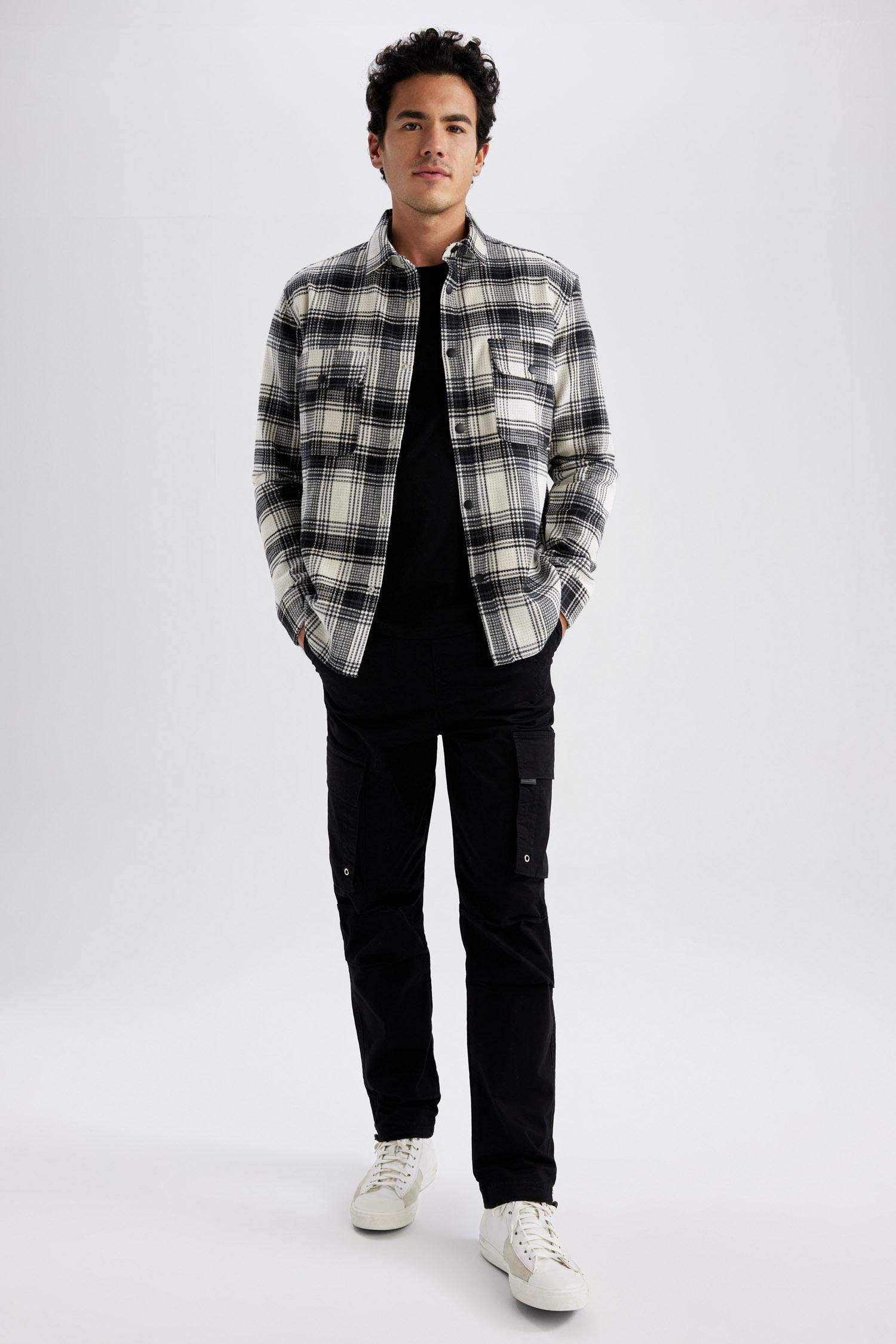 Relax Fit Checkered Cotton Long Sleeve Shirt