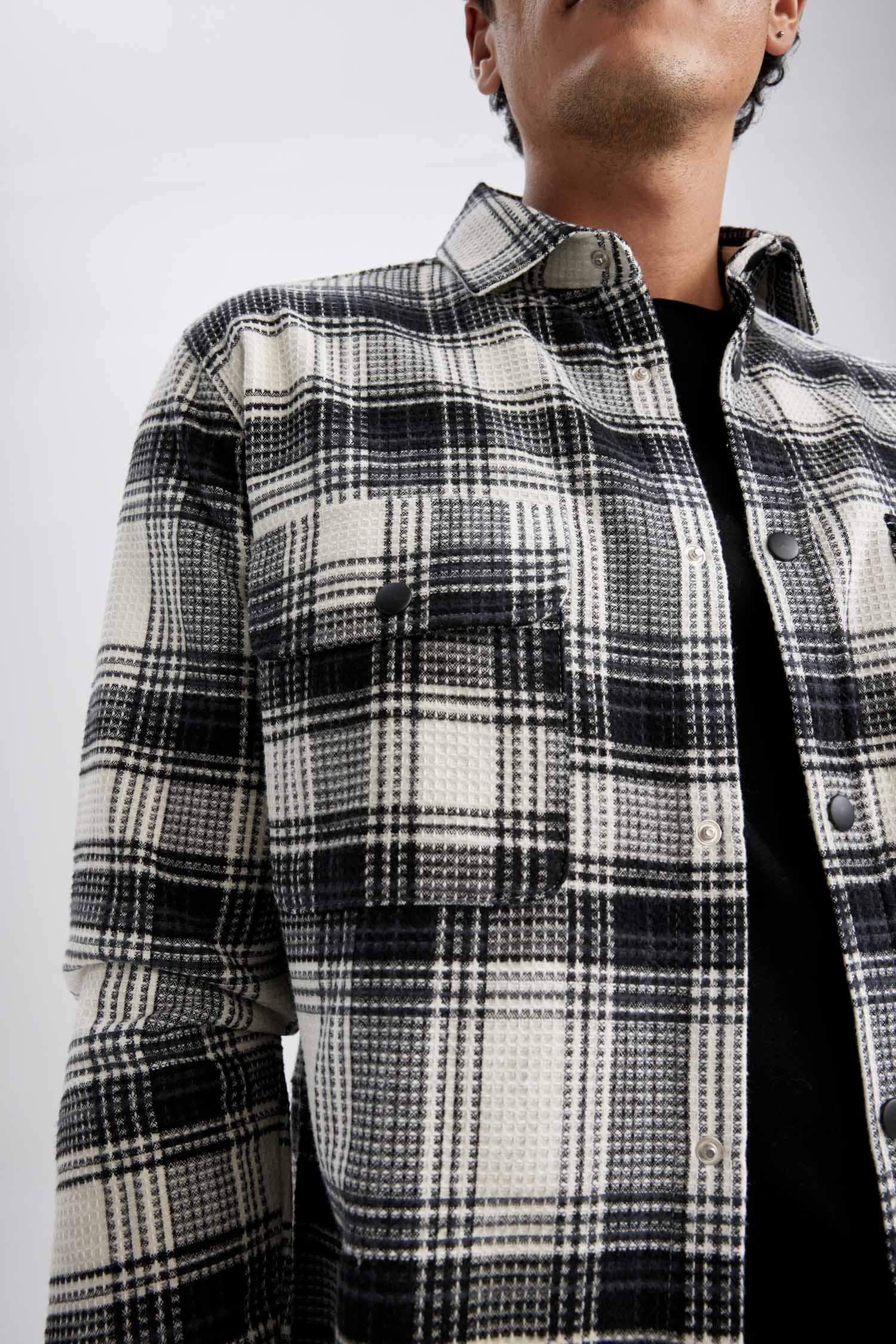 Relax Fit Checkered Cotton Long Sleeve Shirt