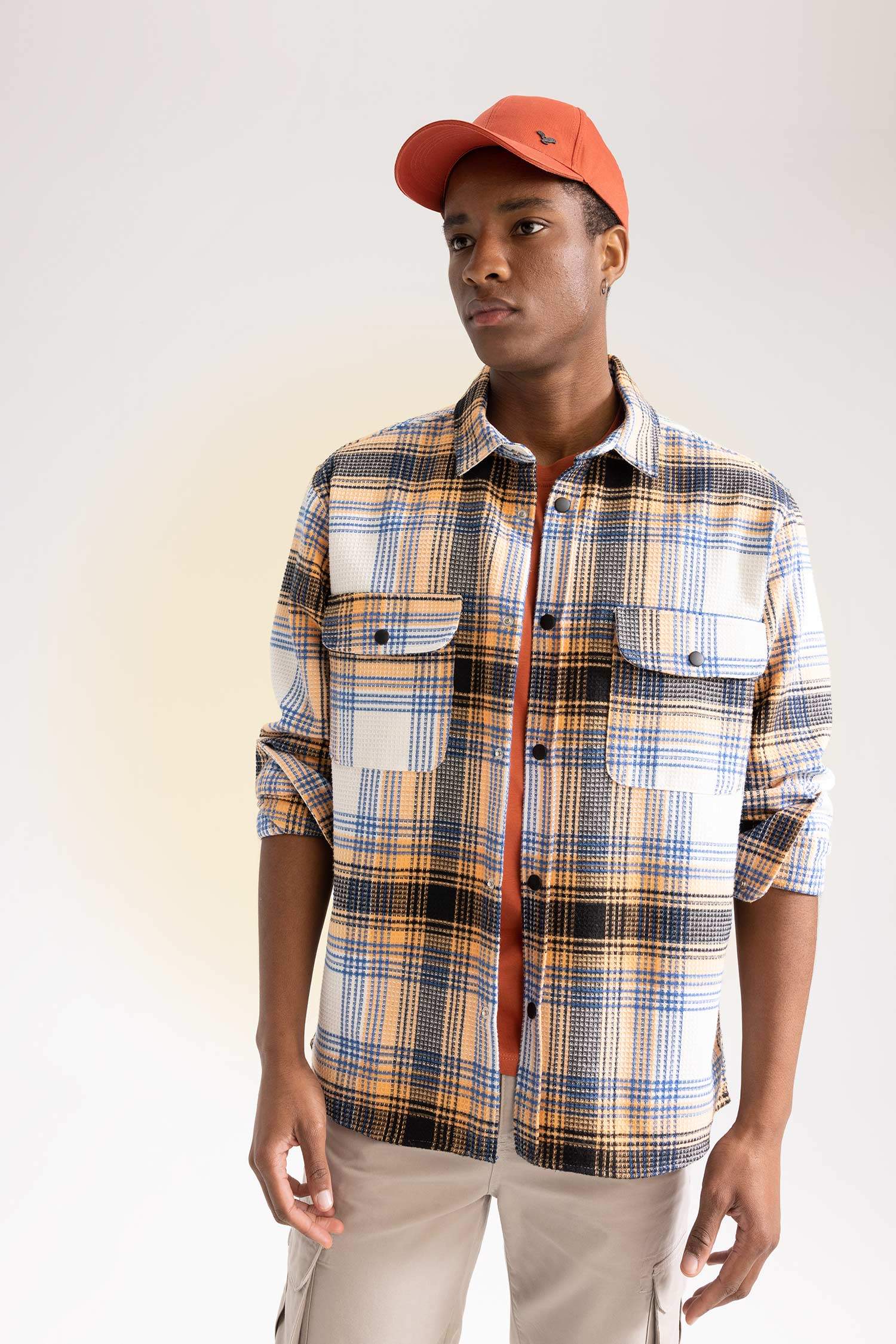 Relax Fit Checkered Cotton Long Sleeve Shirt