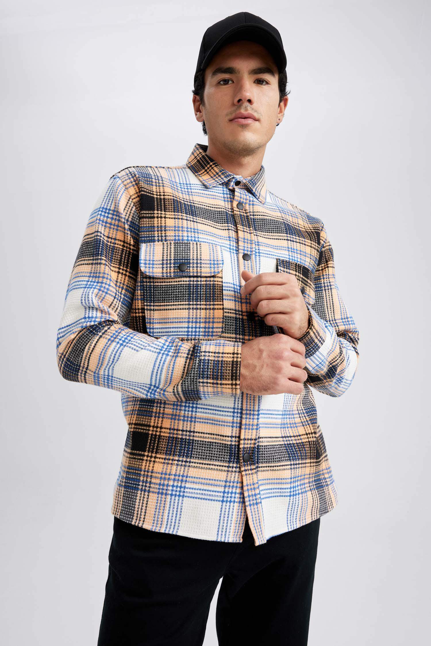 Relax Fit Checkered Cotton Long Sleeve Shirt
