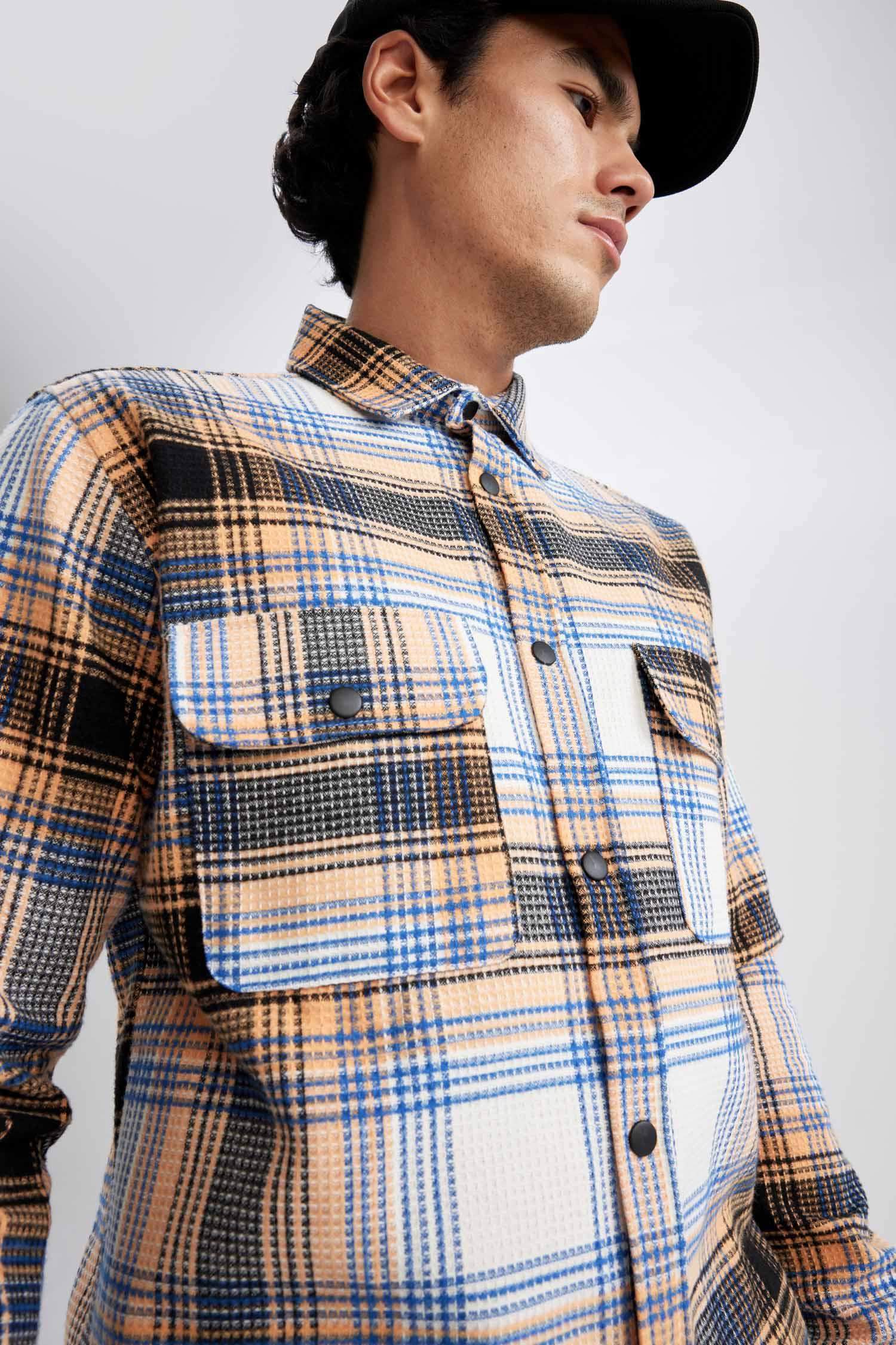 Relax Fit Checkered Cotton Long Sleeve Shirt