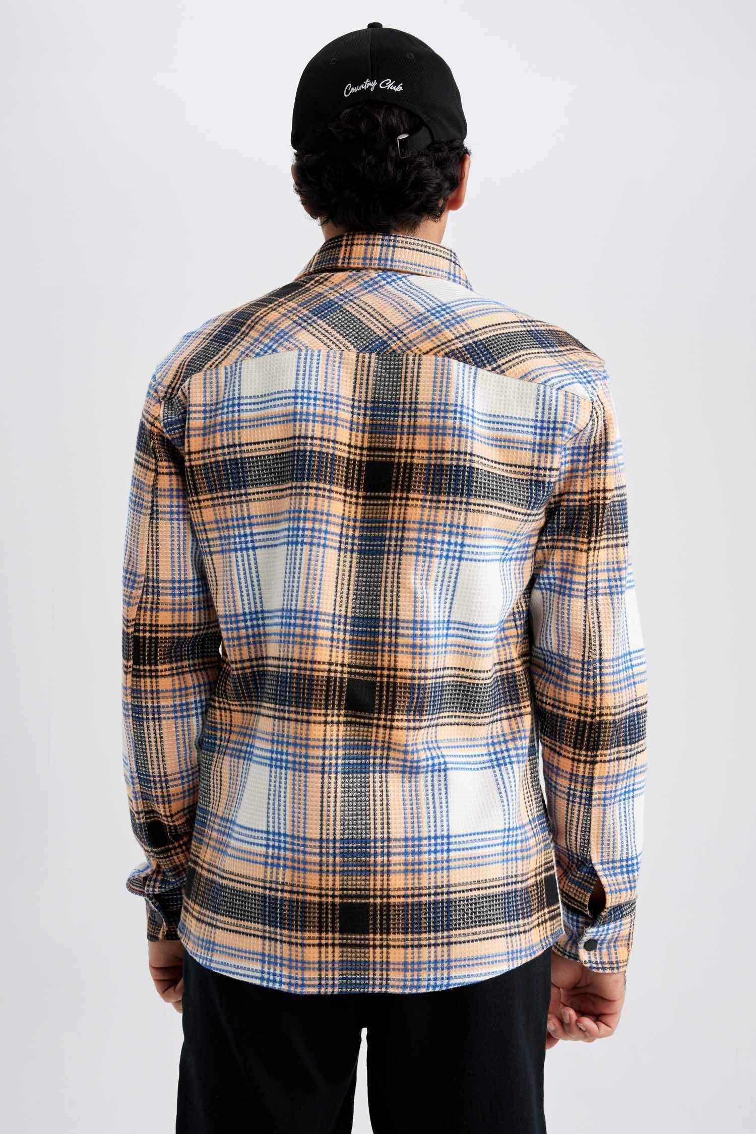 Relax Fit Checkered Cotton Long Sleeve Shirt