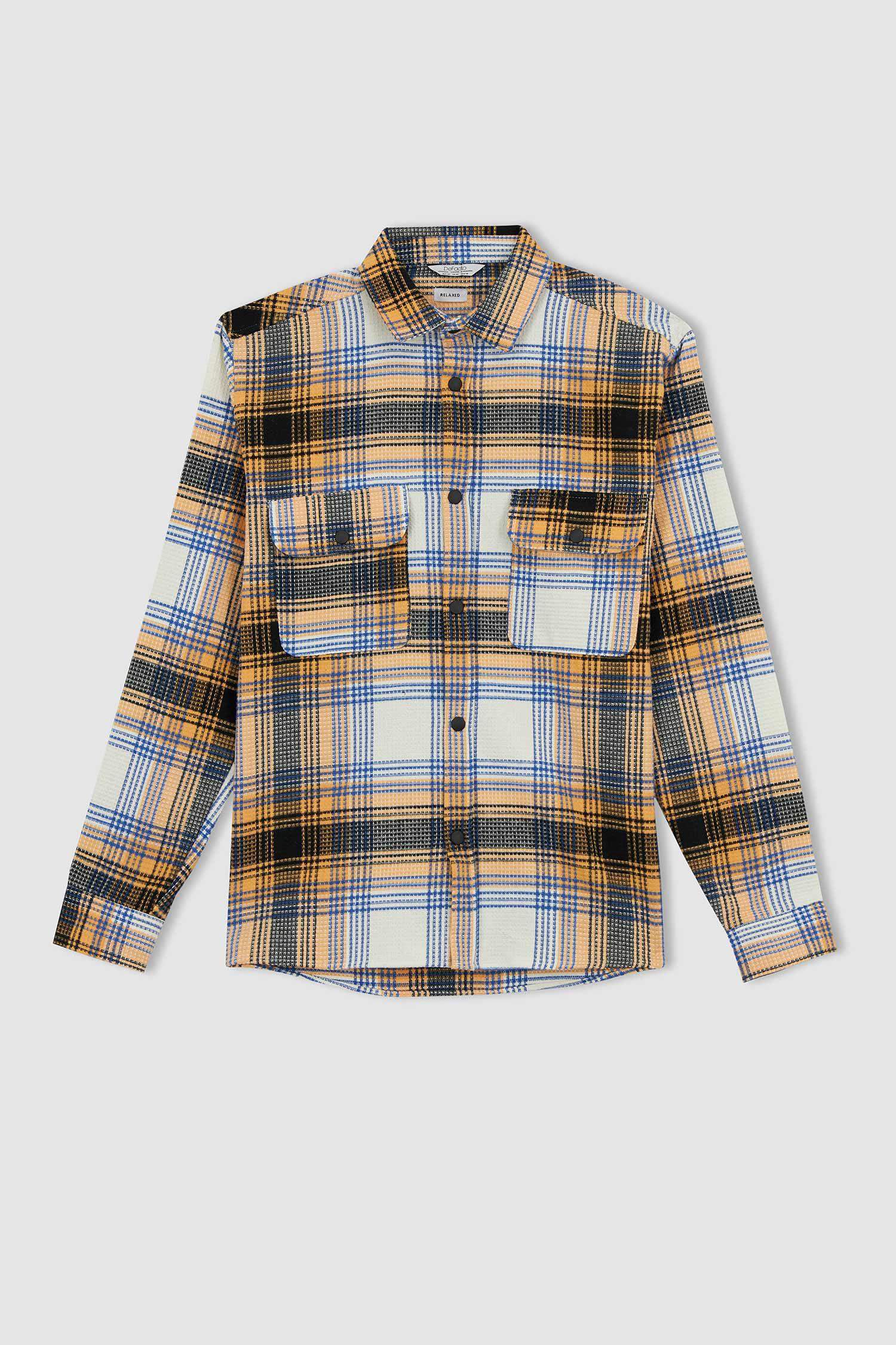 Relax Fit Checkered Cotton Long Sleeve Shirt