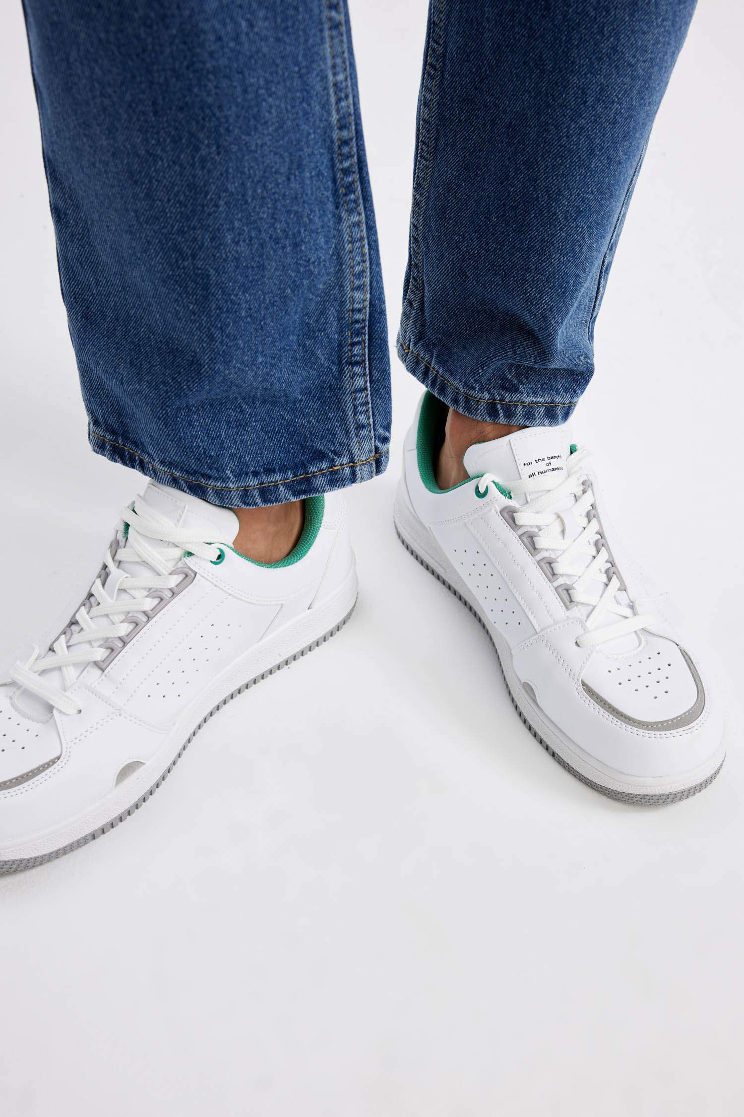 Men NASA Flat Sole Lace-up Faux Leather Sneaker