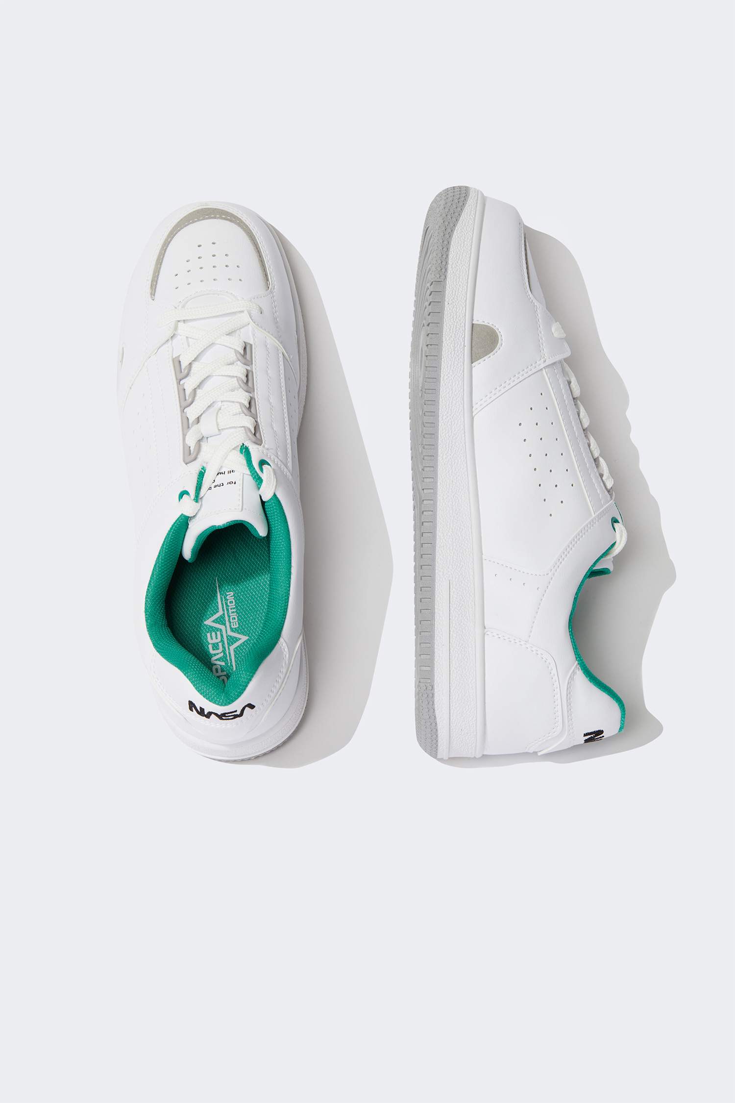 Men NASA Flat Sole Lace-up Faux Leather Sneaker