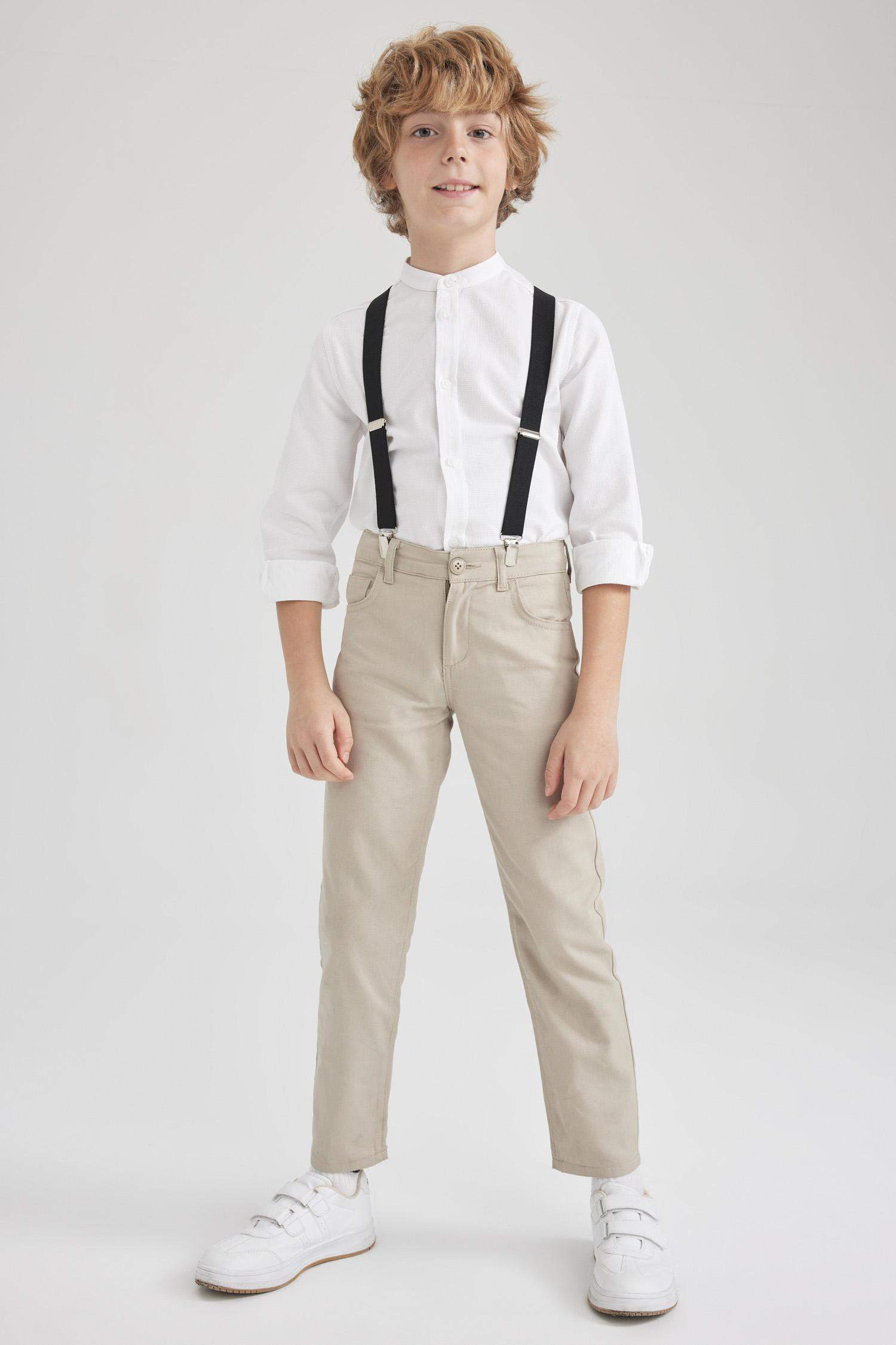 White BOYS & TEENS Boys Children's Day Regular Fit Standing Collar ...