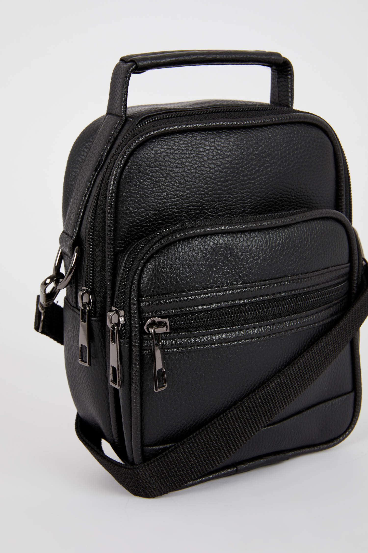 Black MEN Faux Leather Crossbody Bag 2691684 | DeFacto