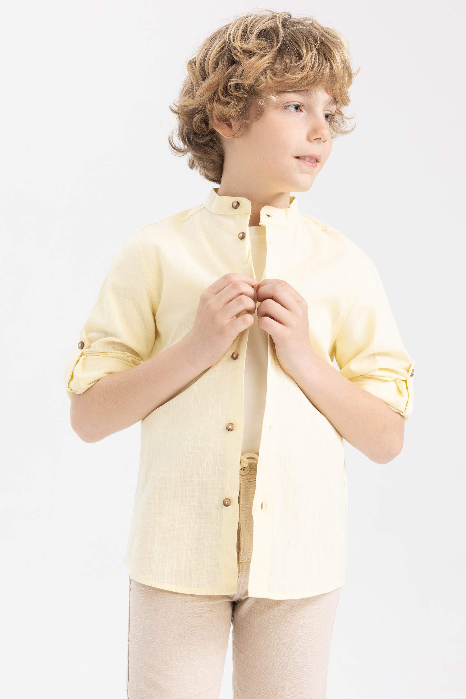 Сорочка з довгим рукавом з льону для хлопчиків
