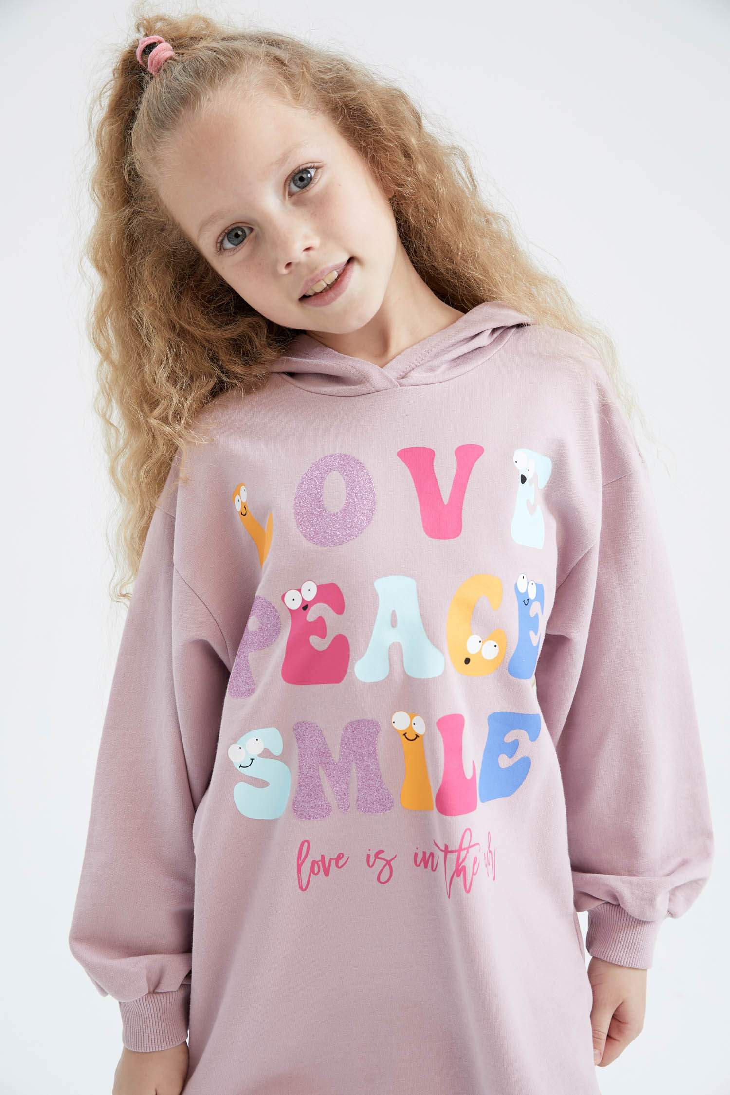 Girl Printed Hooded Sweatshirt Dress