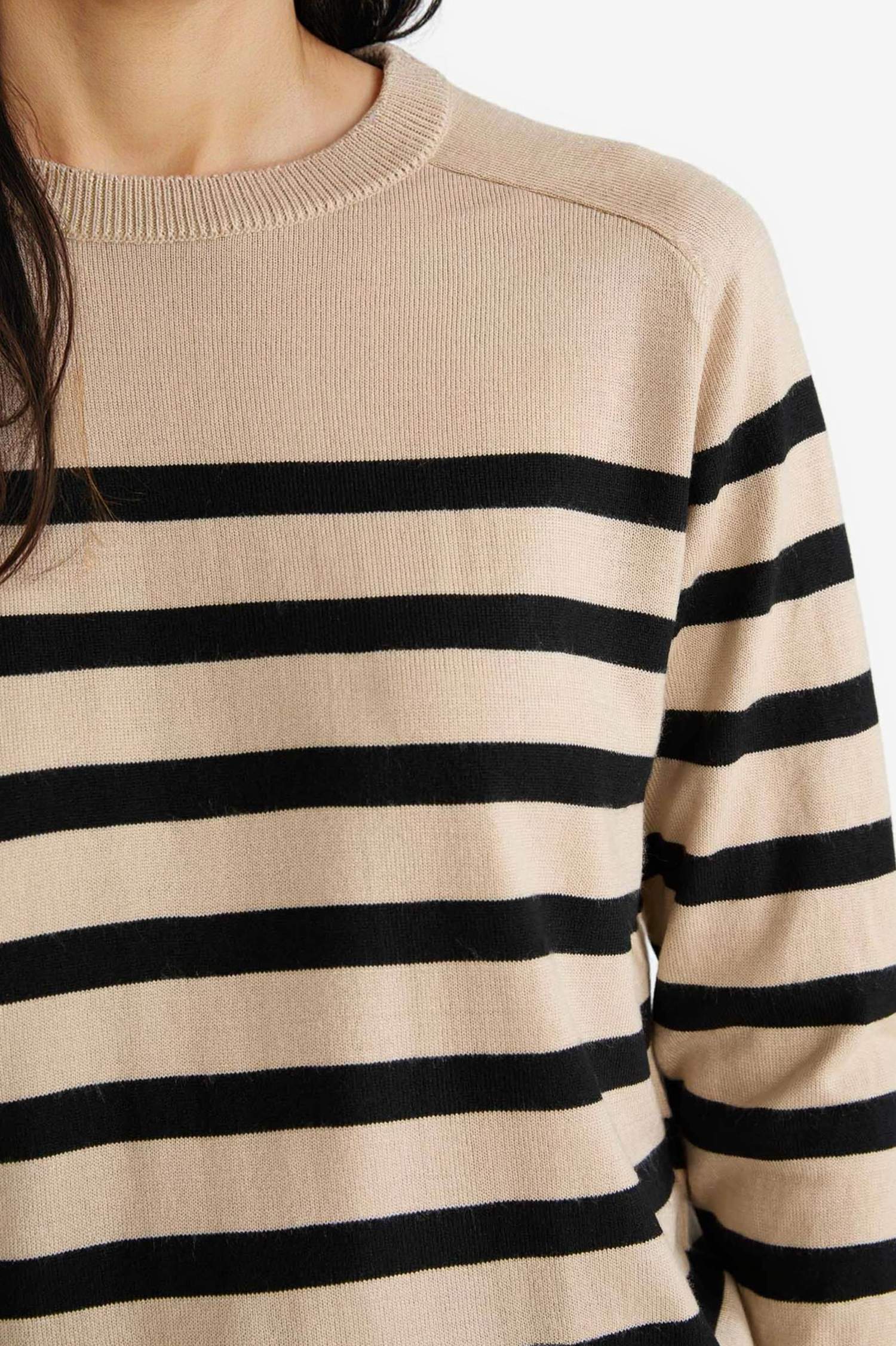 Regular Fit Crew Neck Striped Pullover