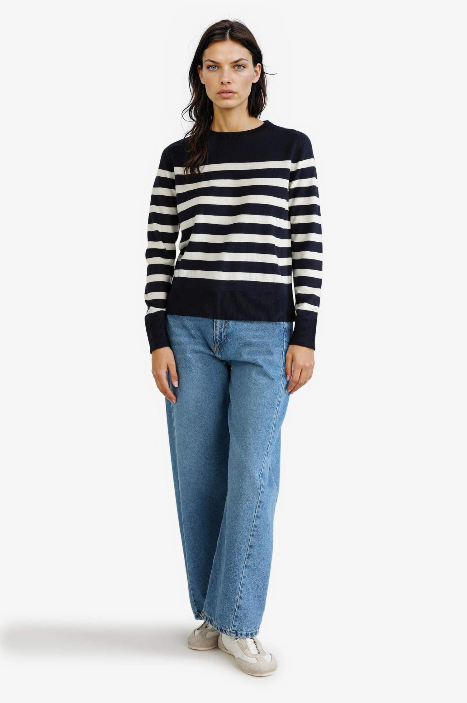 Regular Fit Crew Neck Striped Pullover