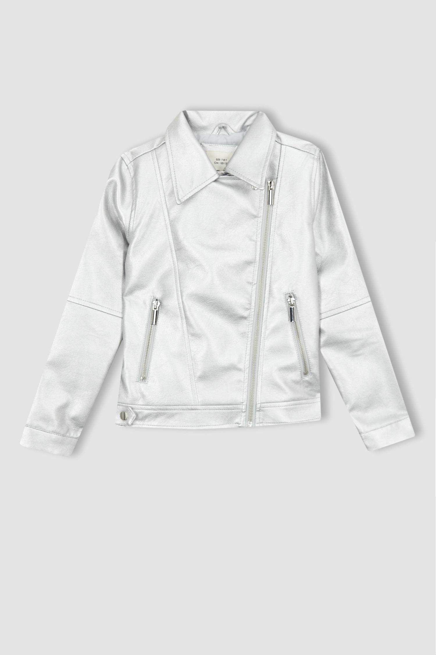 Girls white leather jacket sale