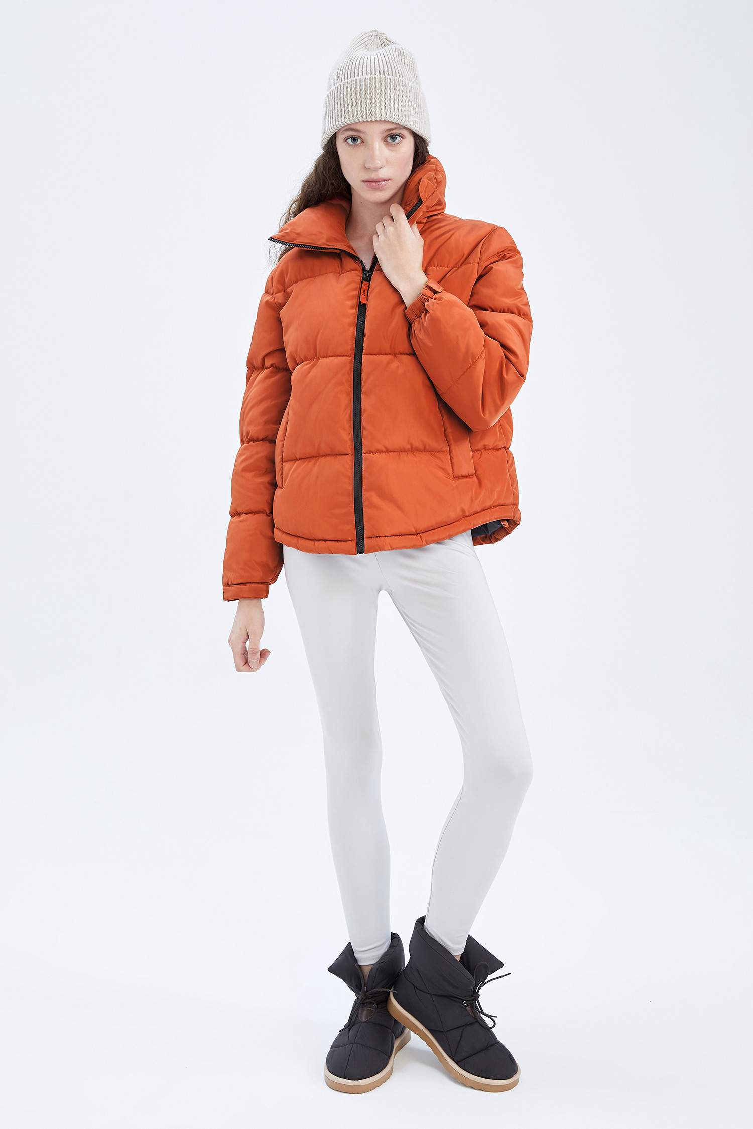 Defactofit Su İtici Regular Fit Dik Yaka Fermuarlı El Geçmeli Cepli Şişme Mont