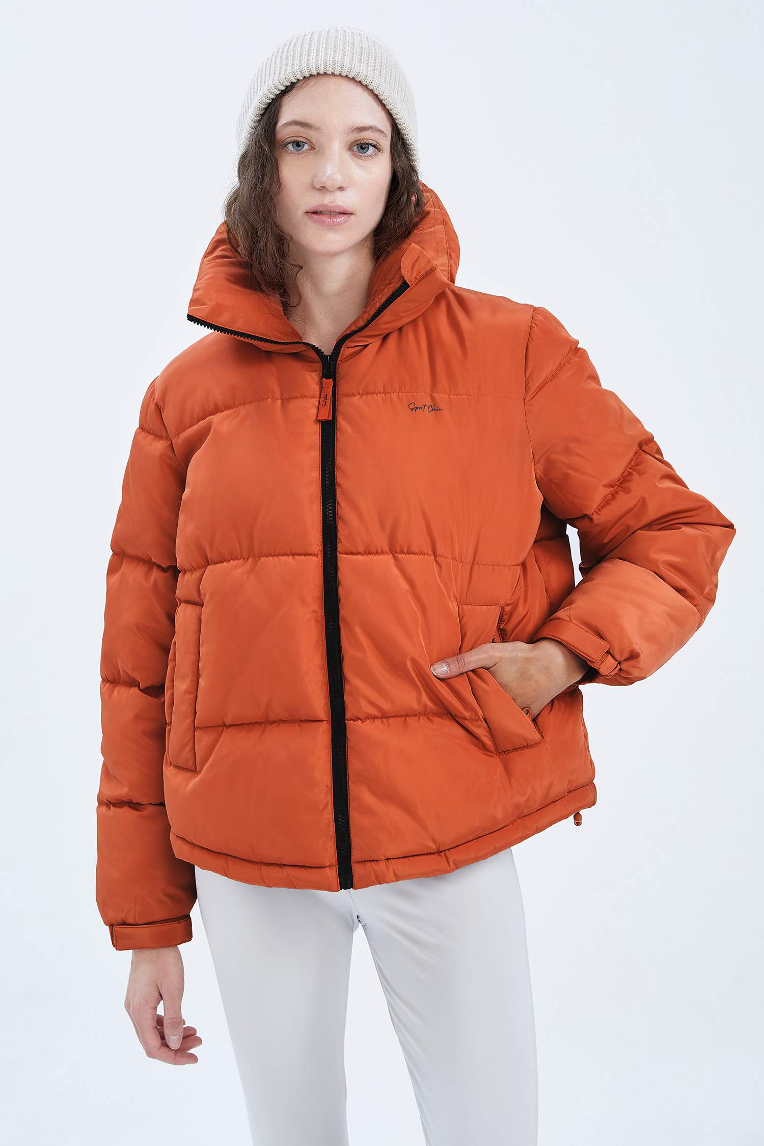 Defactofit Su İtici Regular Fit Dik Yaka Fermuarlı El Geçmeli Cepli Şişme Mont