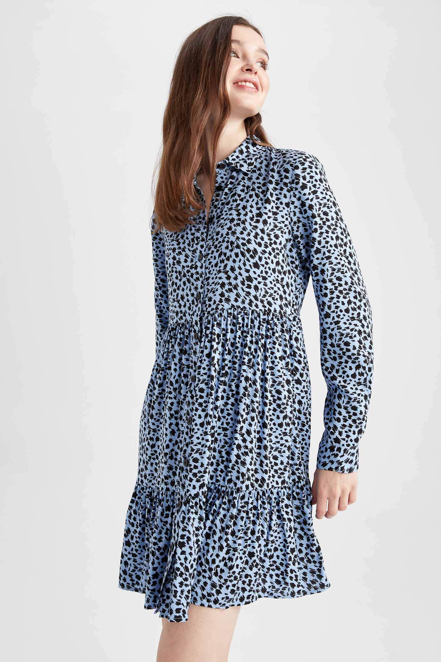 тұтас басып шығарылған жейде мойыны ұзын жеңді Ұзын жеңді тоқылған көйлек